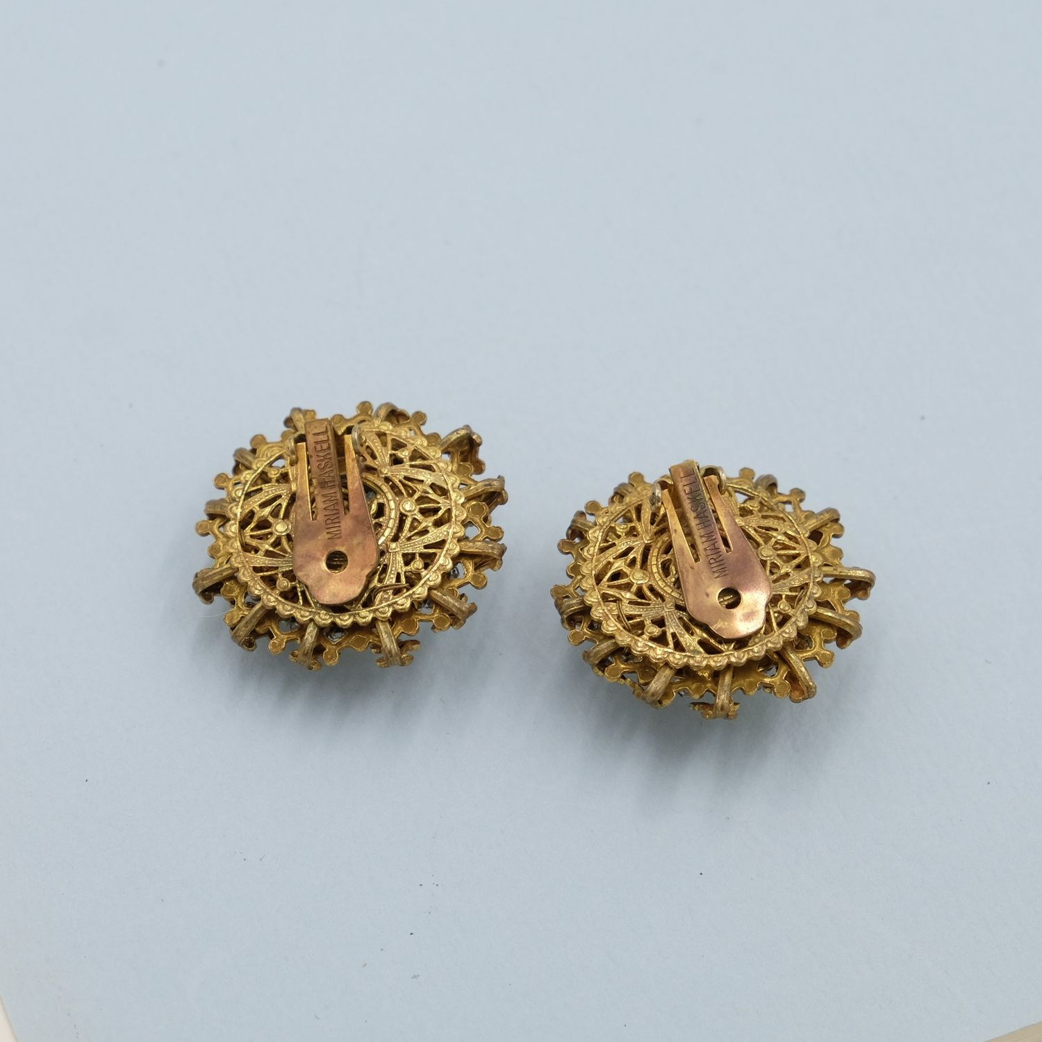 Miriam Haskell Center Pearl Earrings 1950&#39;s