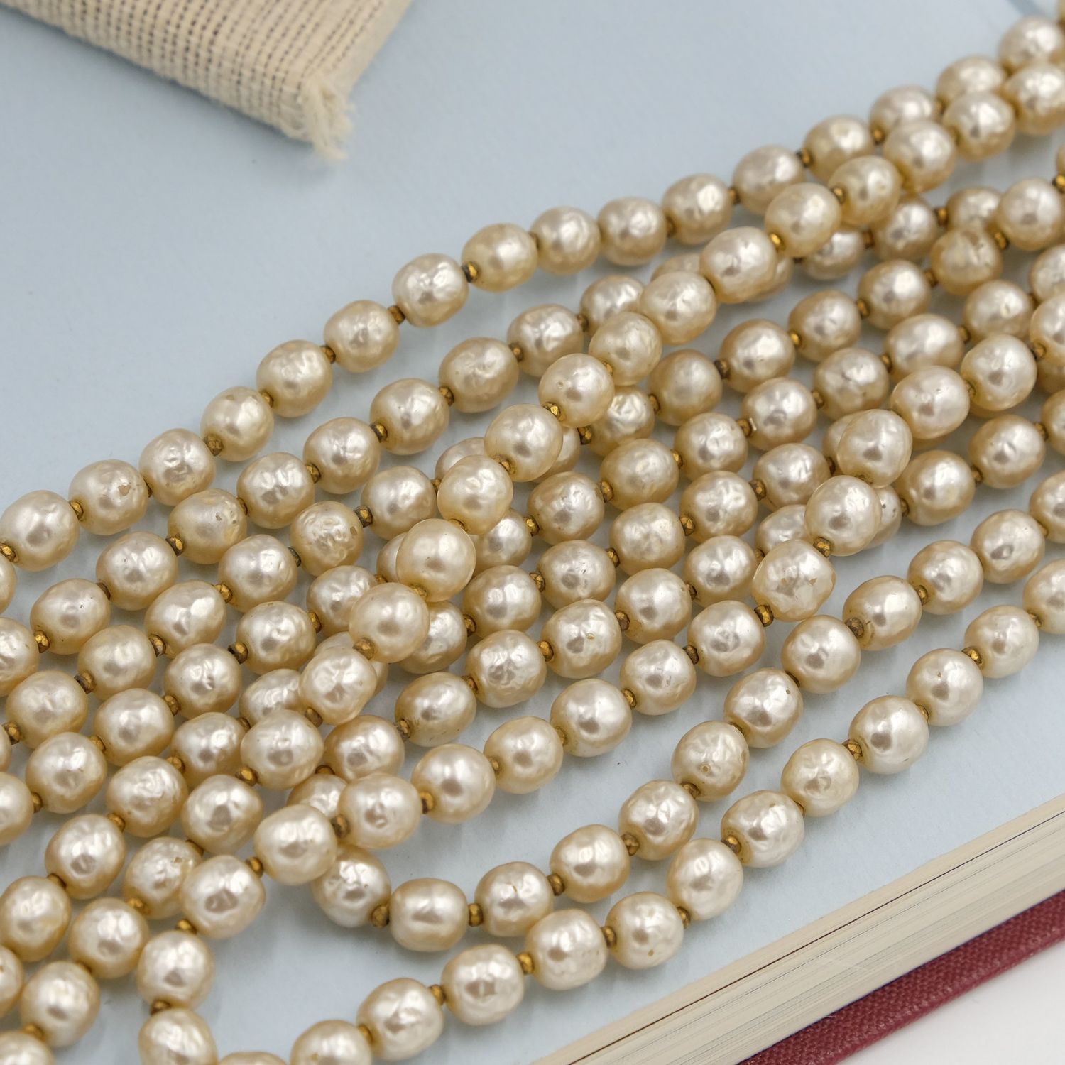 Miriam Haskell 5 row Baroque Pearls Statement Necklace 1950&#39;s