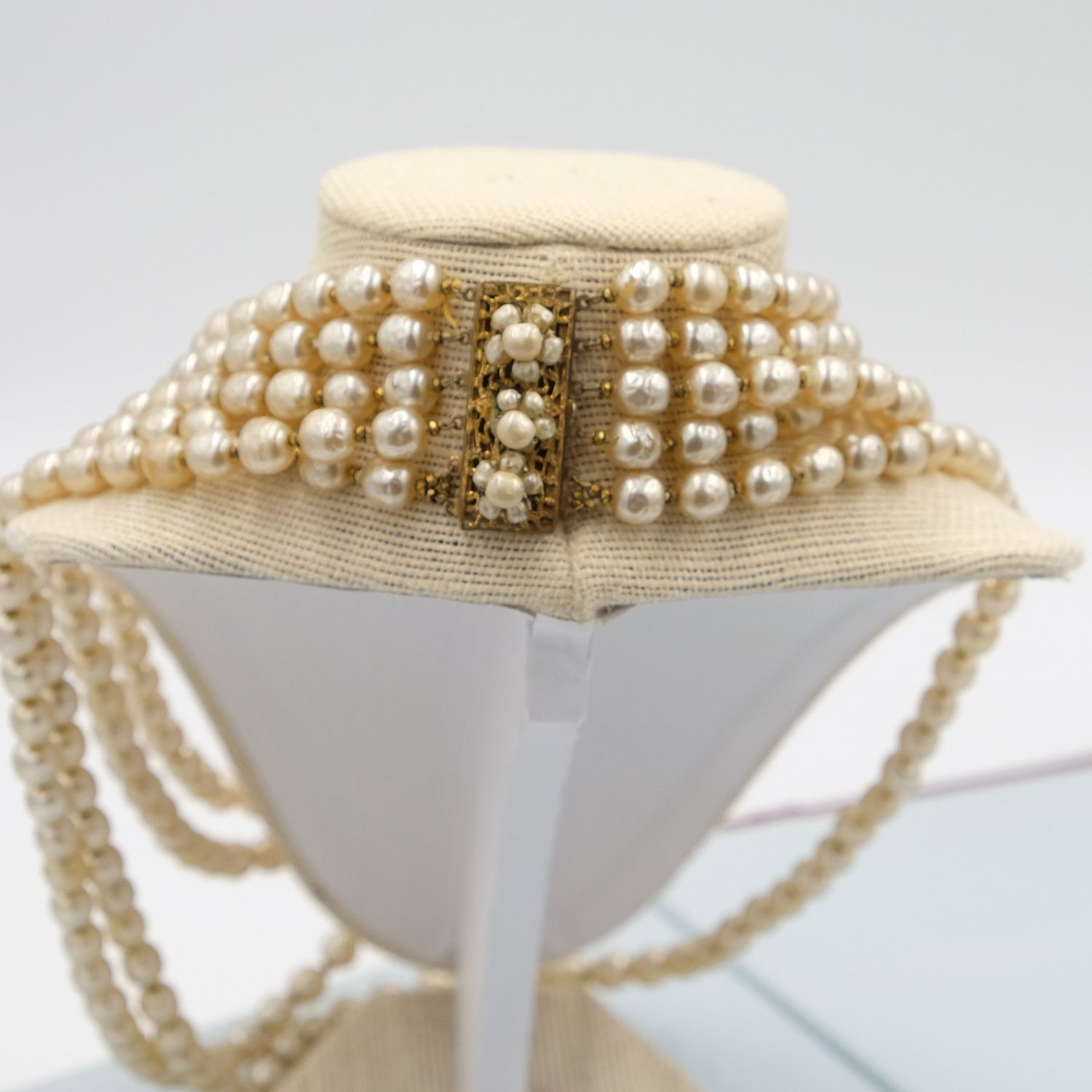 Miriam Haskell 5 row Baroque Pearls Statement Necklace 1950&#39;s