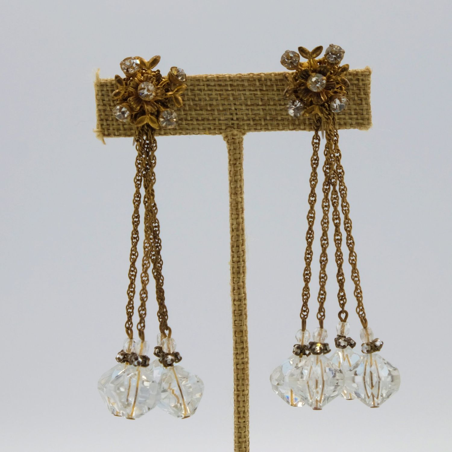 Miriam Haskell Shoulder Duster Lucite Earrings 1960&#39;s