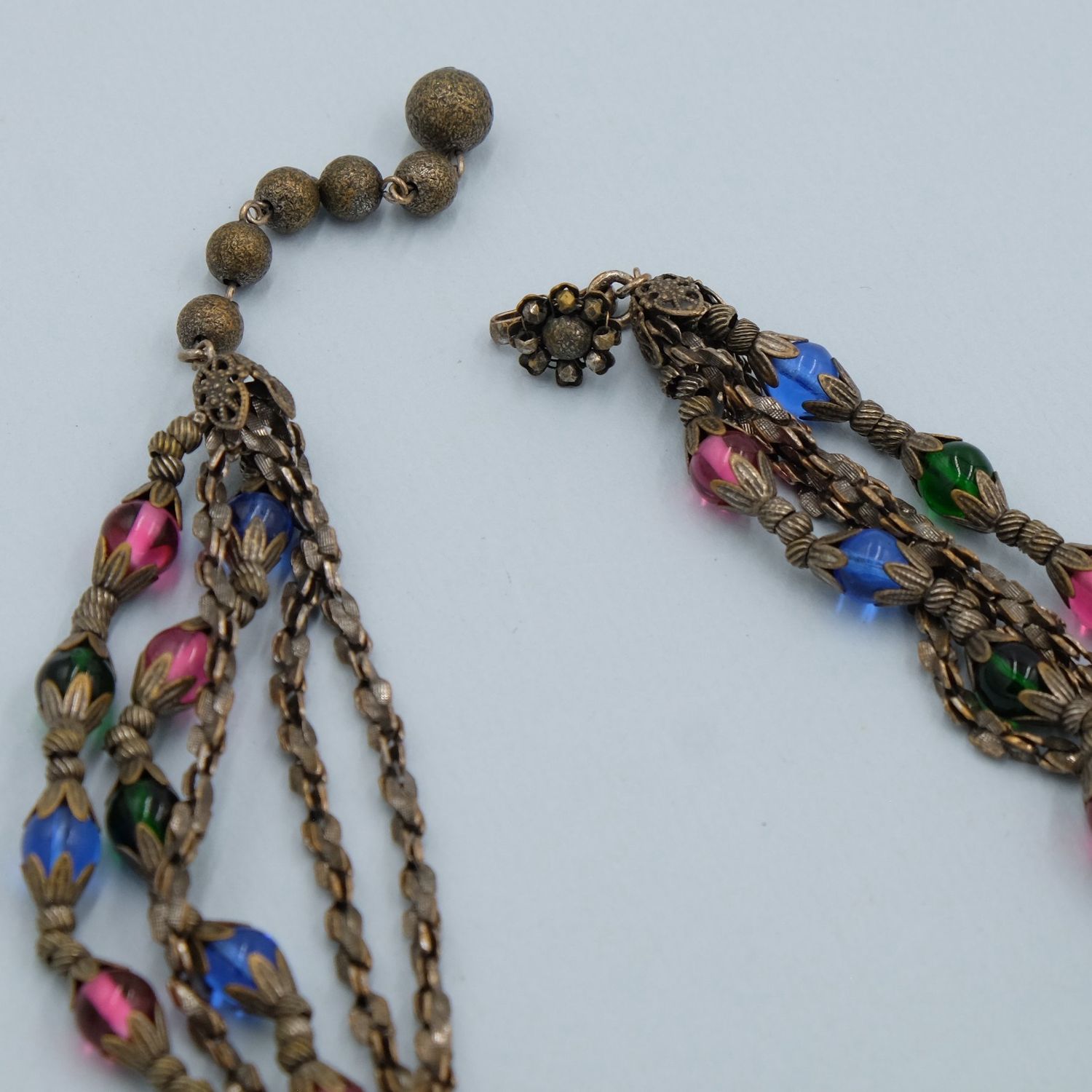 Miriam Haskell Chain and Glass Beads Necklace 1950’s