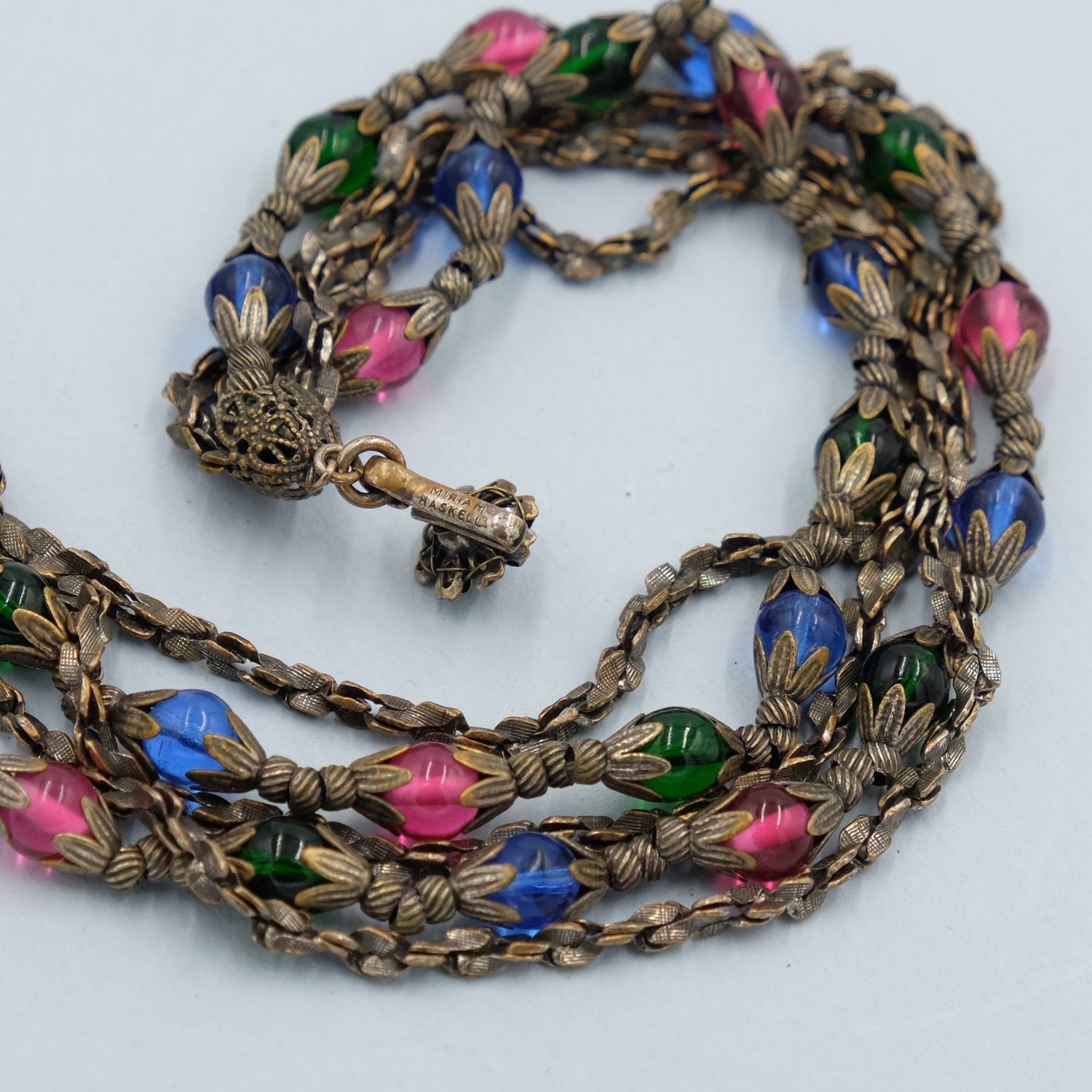 Miriam Haskell Chain and Glass Beads Necklace 1950’s