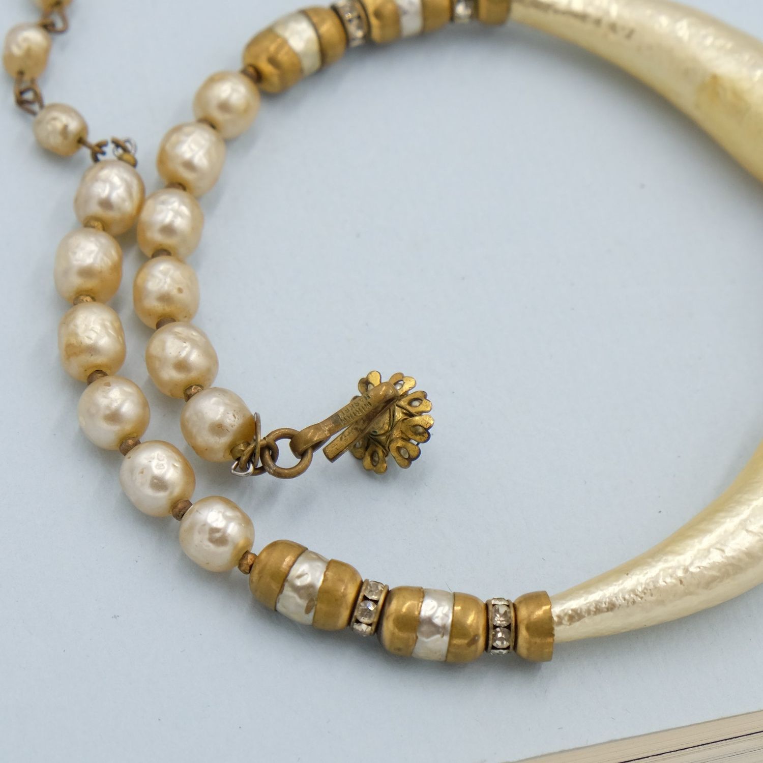 Miriam Haskell Faux Bone Choker Necklace 1950&#39;s