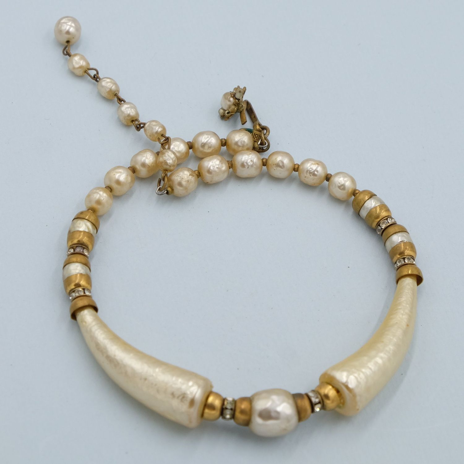 Miriam Haskell Faux Bone Choker Necklace 1950&#39;s