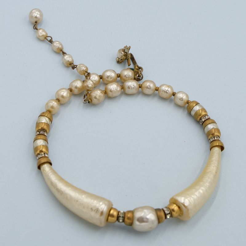 Miriam Haskell Faux Bone Choker Necklace 1950&#39;s
