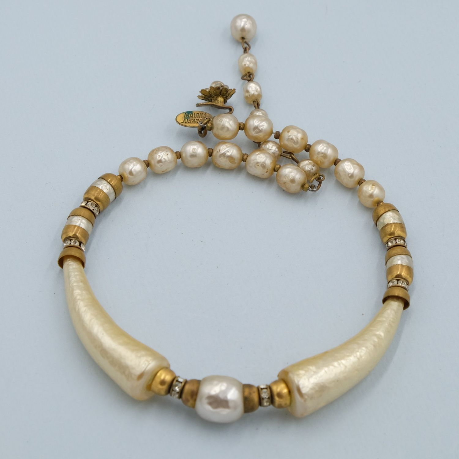 Miriam Haskell Faux Bone Choker Necklace 1950&#39;s