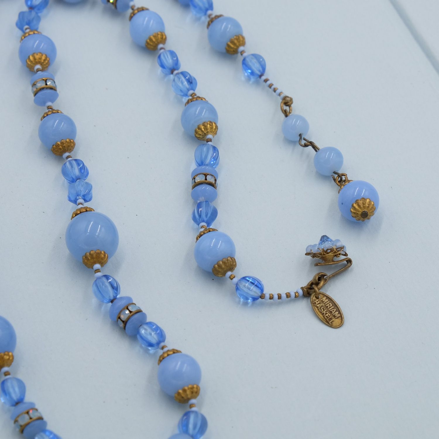 Vintage Miriam Haskell Blue Glass Necklace 1960&#39;s