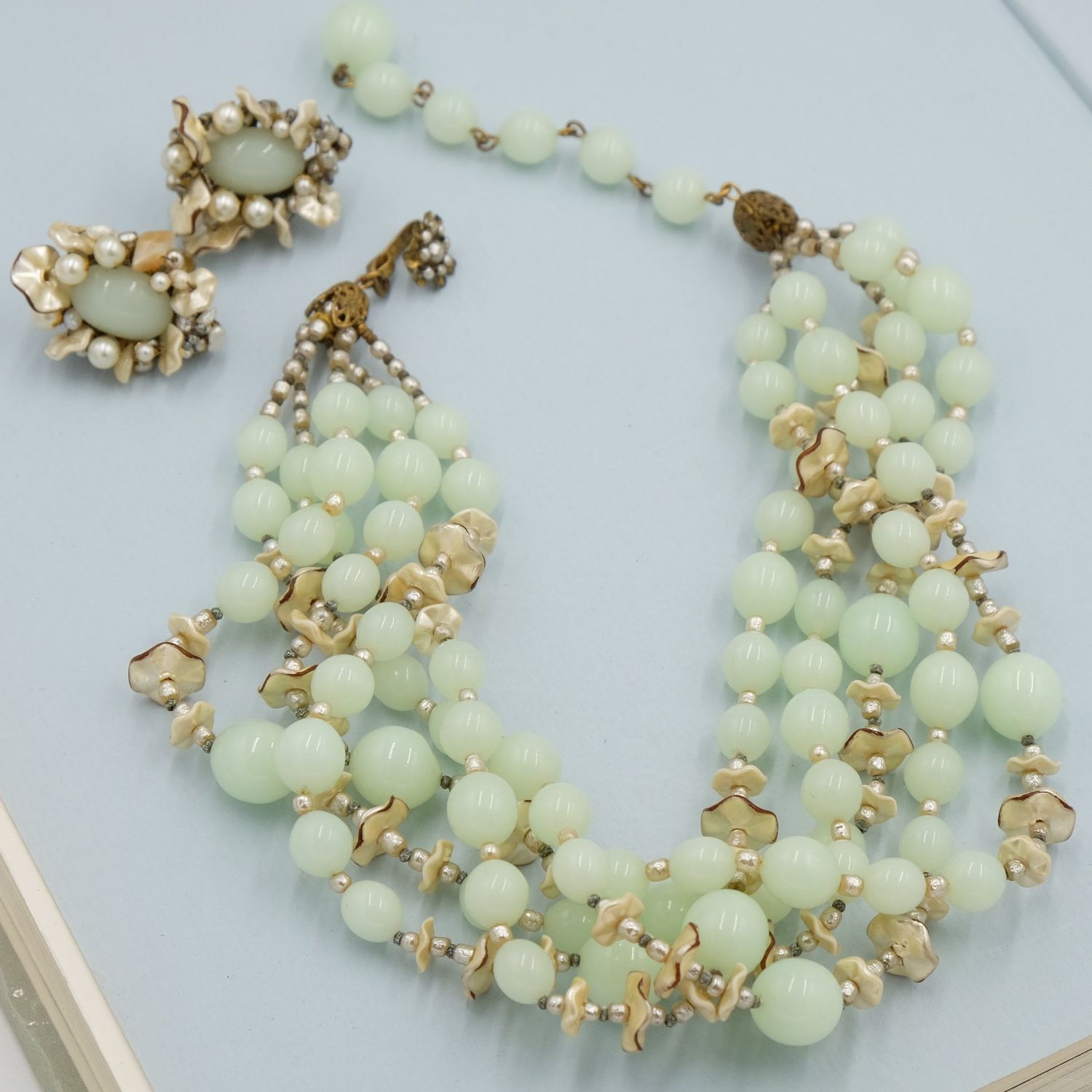 Miriam Haskell Necklace and Earrings Seaweed set 1960&#39;s