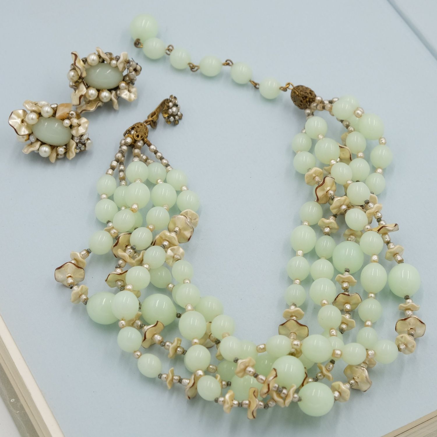 Miriam Haskell Necklace and Earrings Seaweed set 1960&#39;s