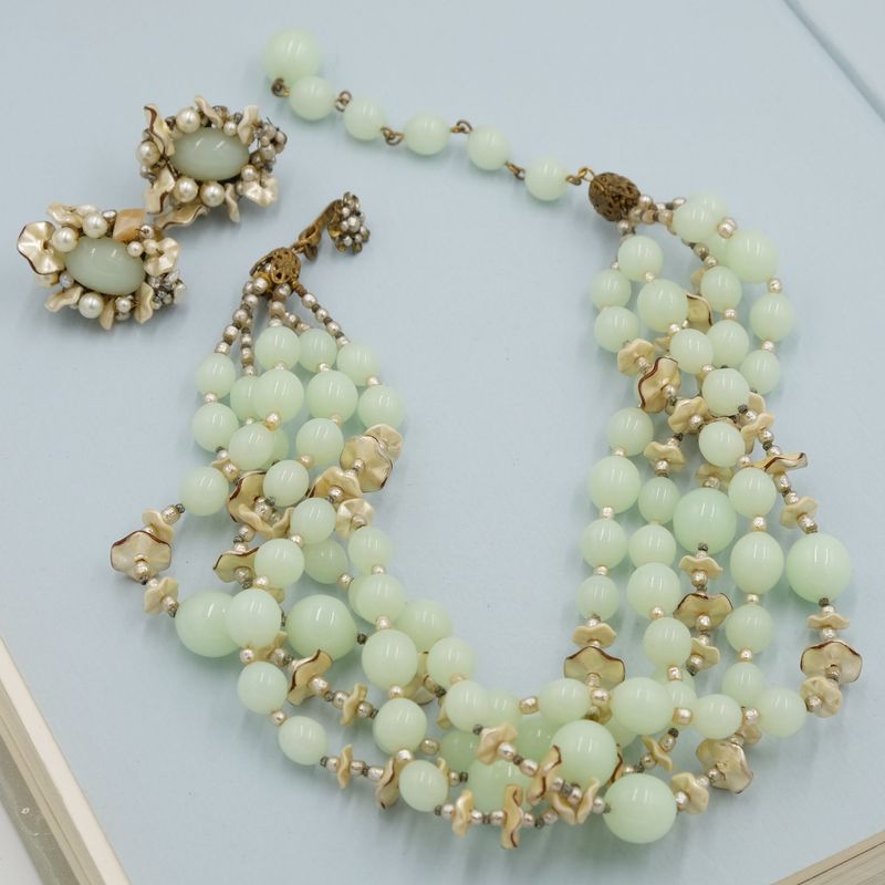 Miriam Haskell Necklace and Earrings Seaweed set 1960&#39;s