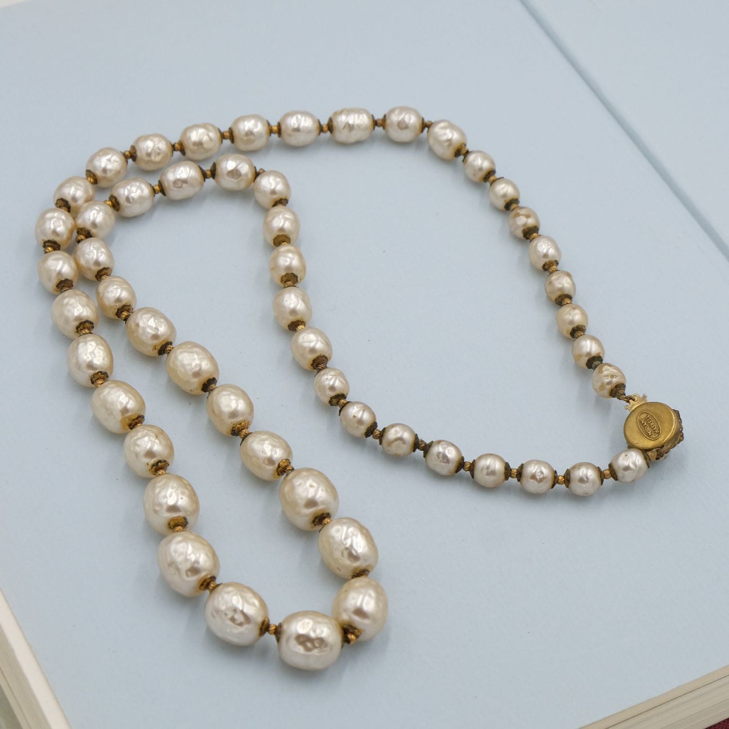 Miriam Haskell Graduated Pearls Faux Baroque Necklace 1950&#39;s