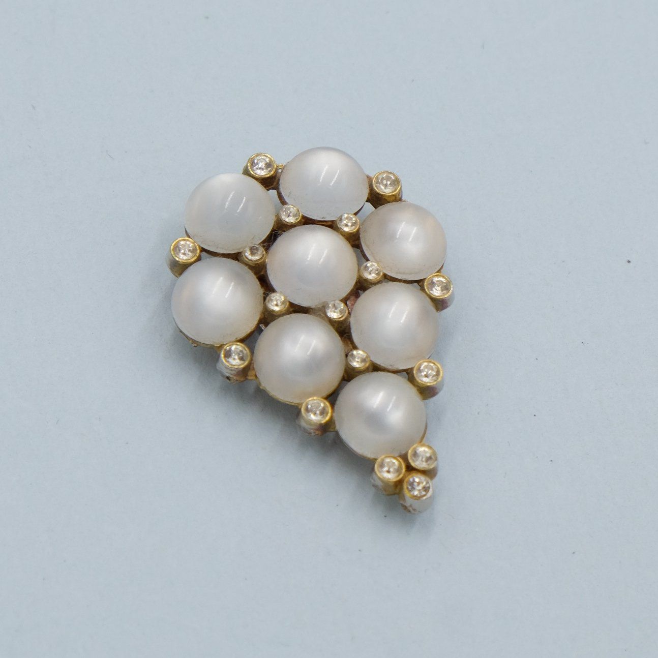 Tiny Faux Moonstone Dress Clip 1930&#39;s