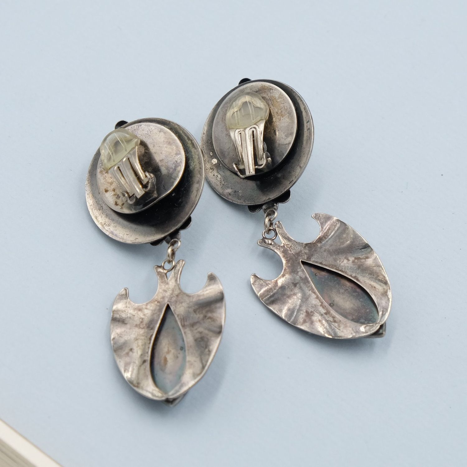 Vintage Earrings with jet black glass 1970&#39;s