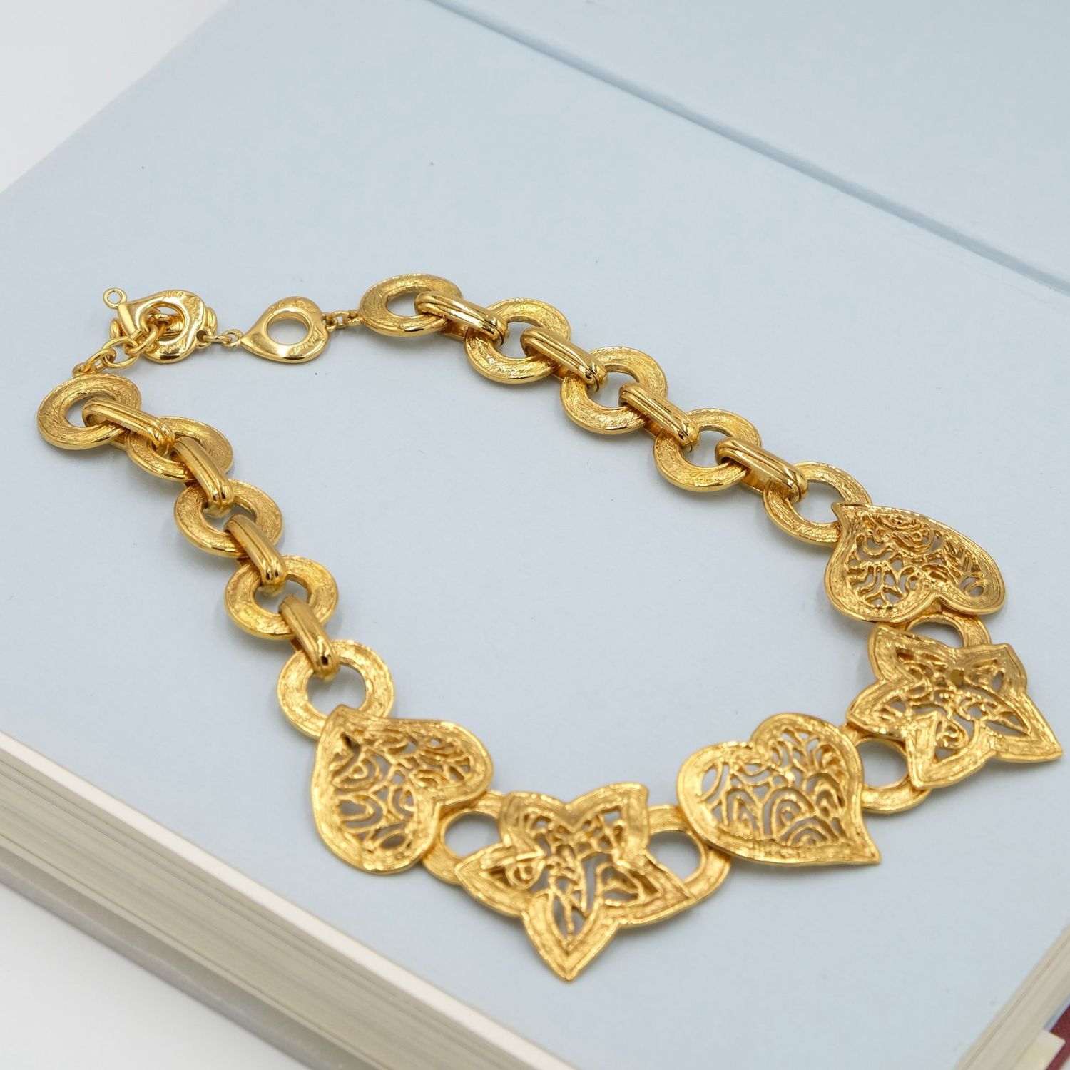 Vintage Yves Saint Laurent Hearts and Stars Necklace by Robert Goossens 