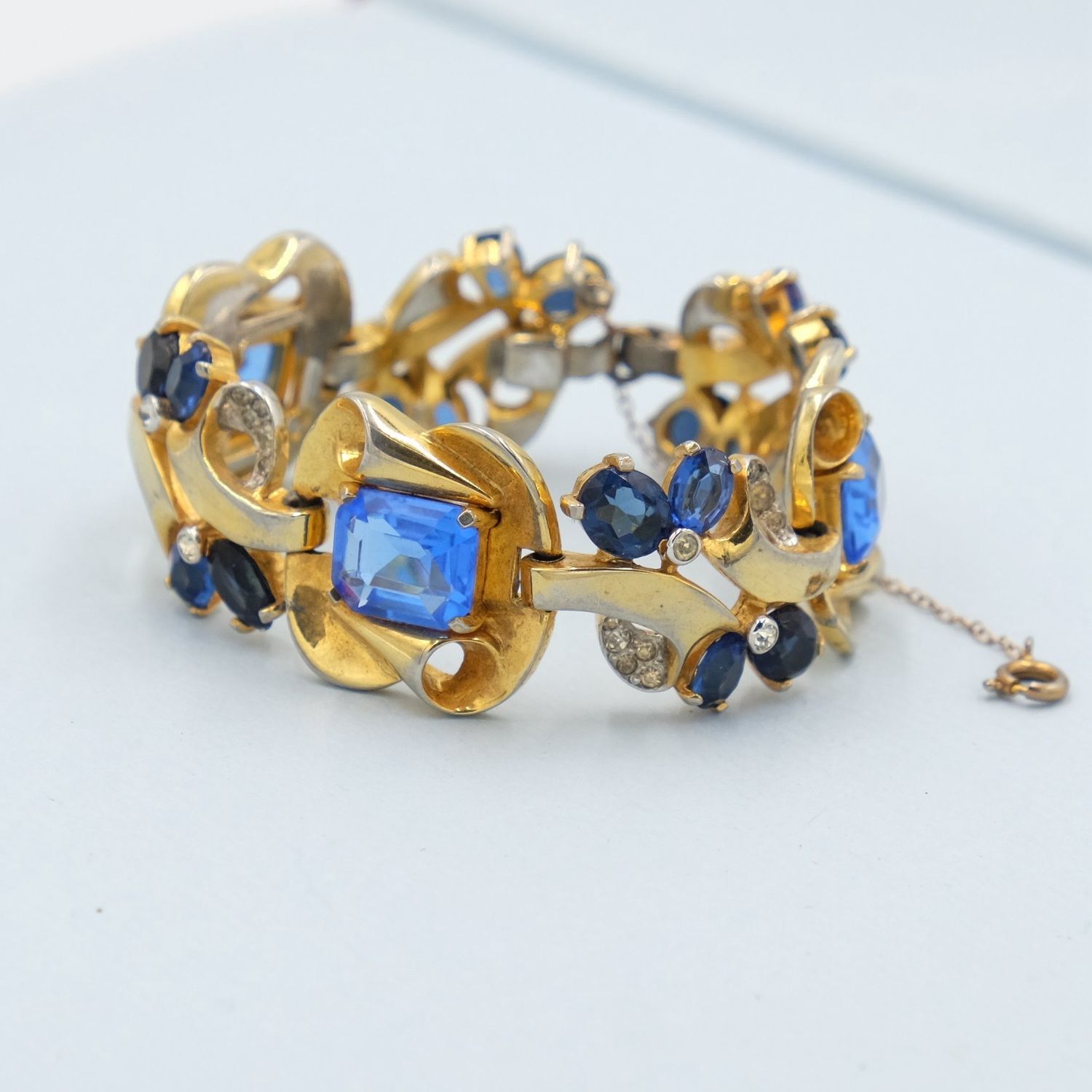 Vintage Blue Glass Vermeil Bracelet 1940’s