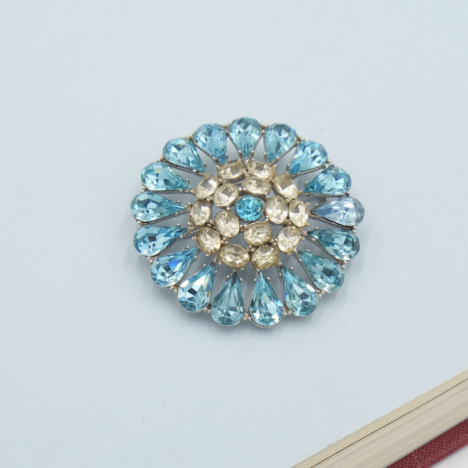 Vintage Round Blue and Clear Rhinestones 1960’s