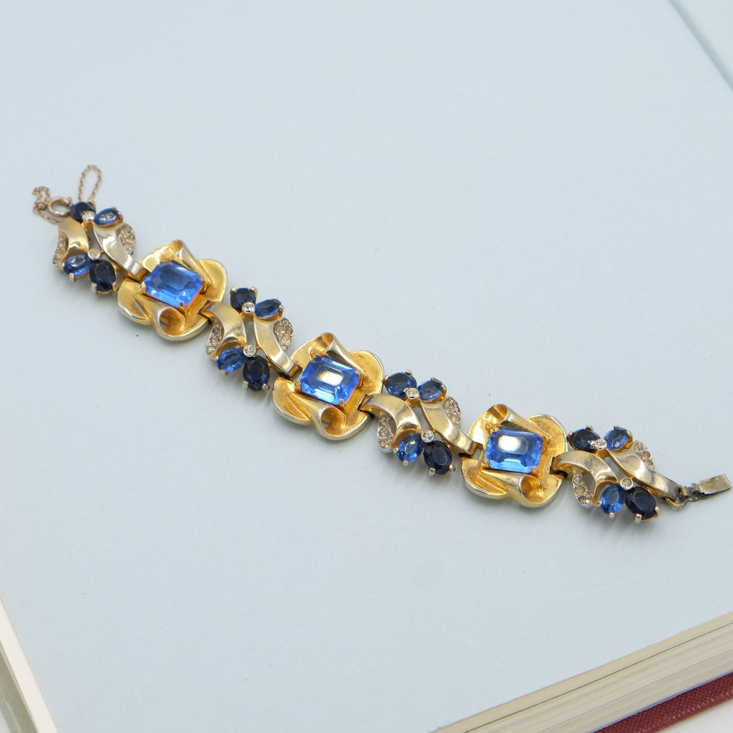 Vintage Blue Glass Vermeil Bracelet 1940’s