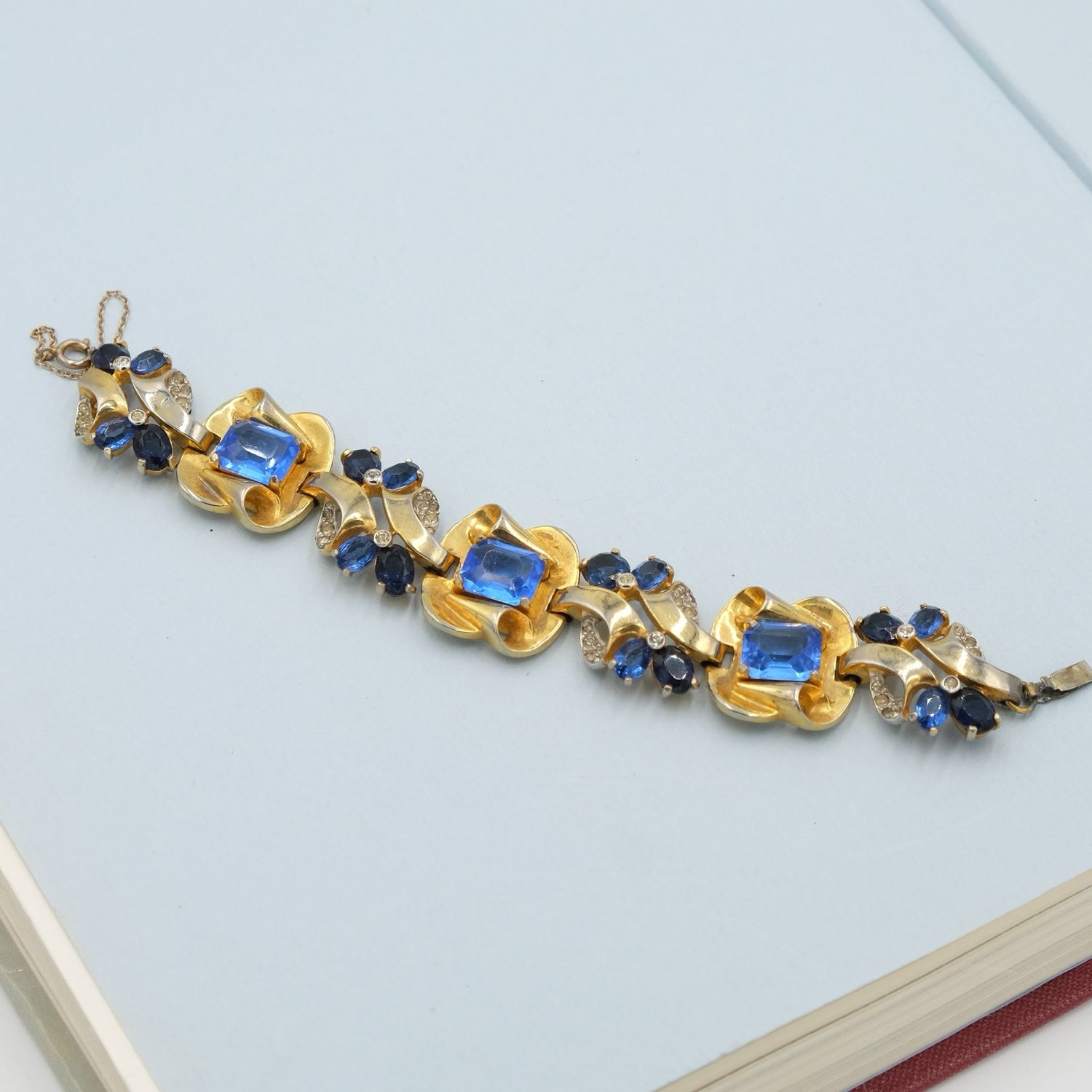 Vintage Blue Glass Vermeil Bracelet 1940’s