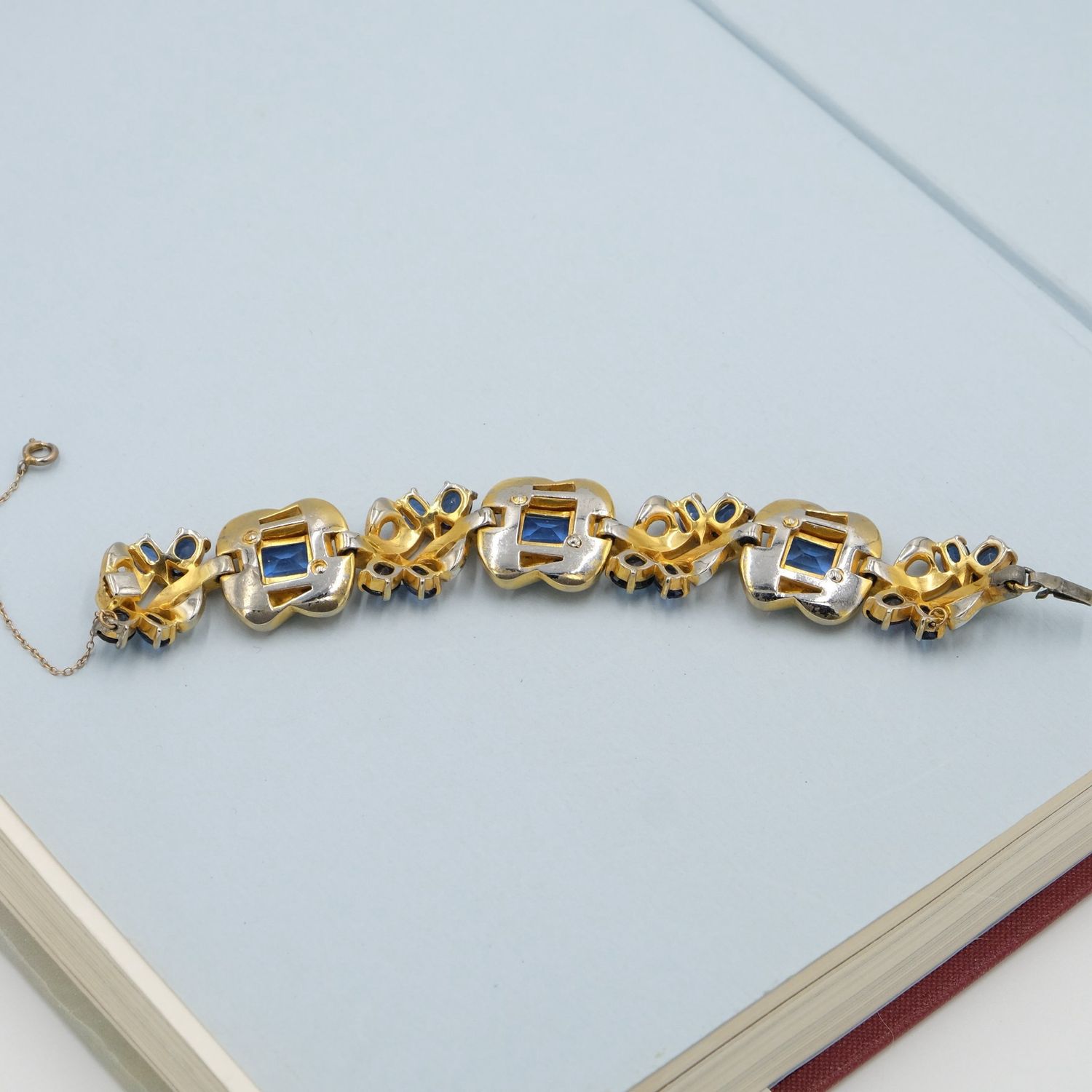 Vintage Blue Glass Vermeil Bracelet 1940’s