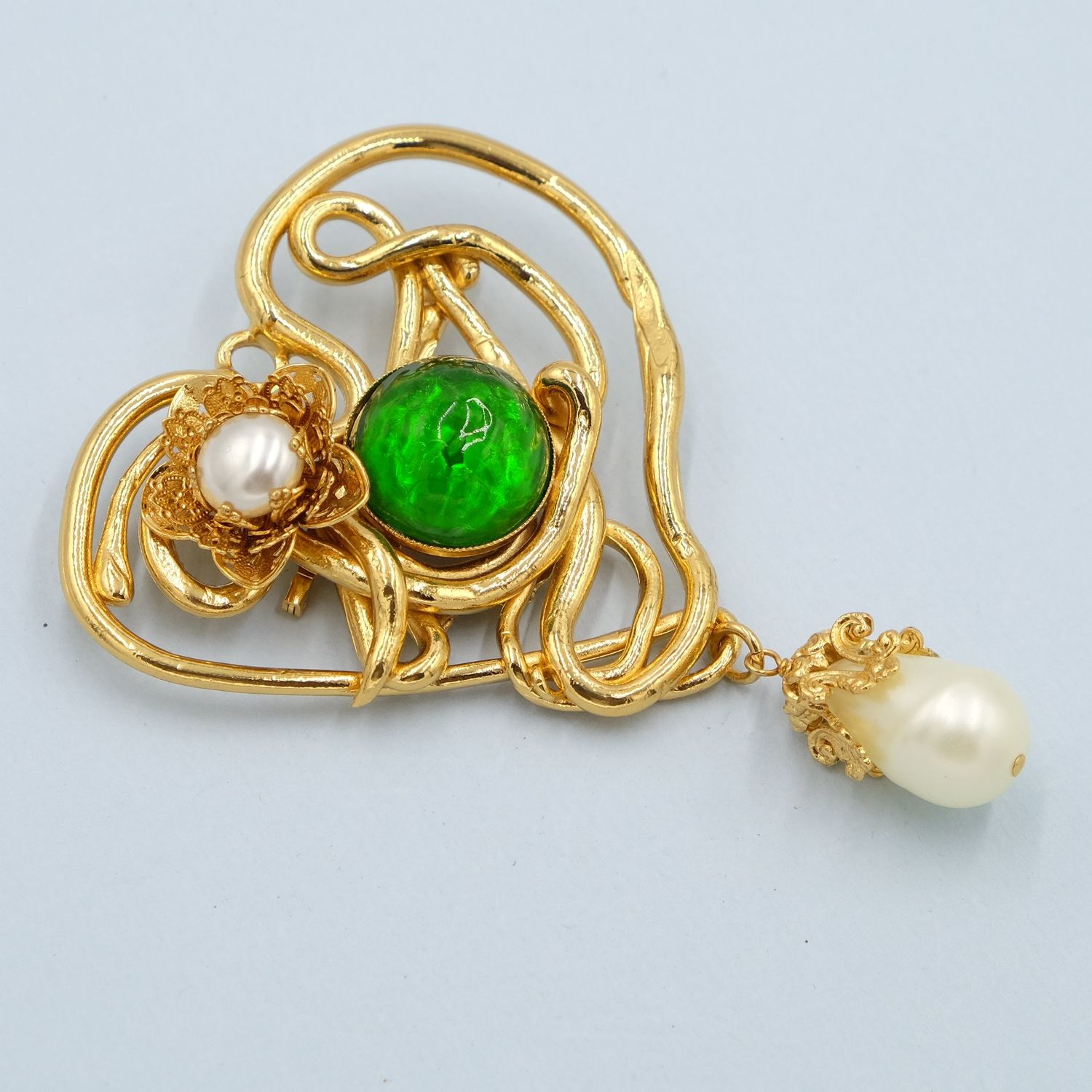 Vintage Galivane Paris Large Heart Pin 1990&#39;s