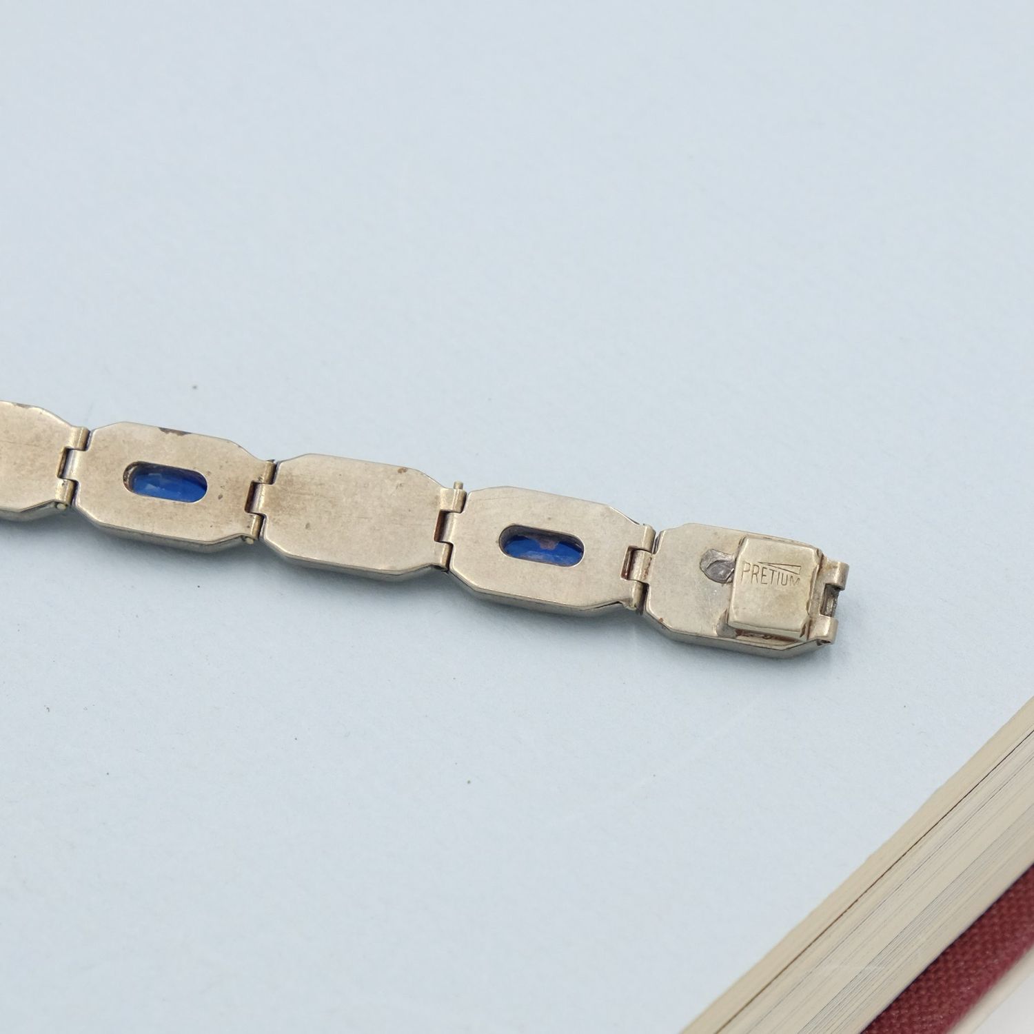 Antique Paste Bracelet with Sapphire glass centers 1920s