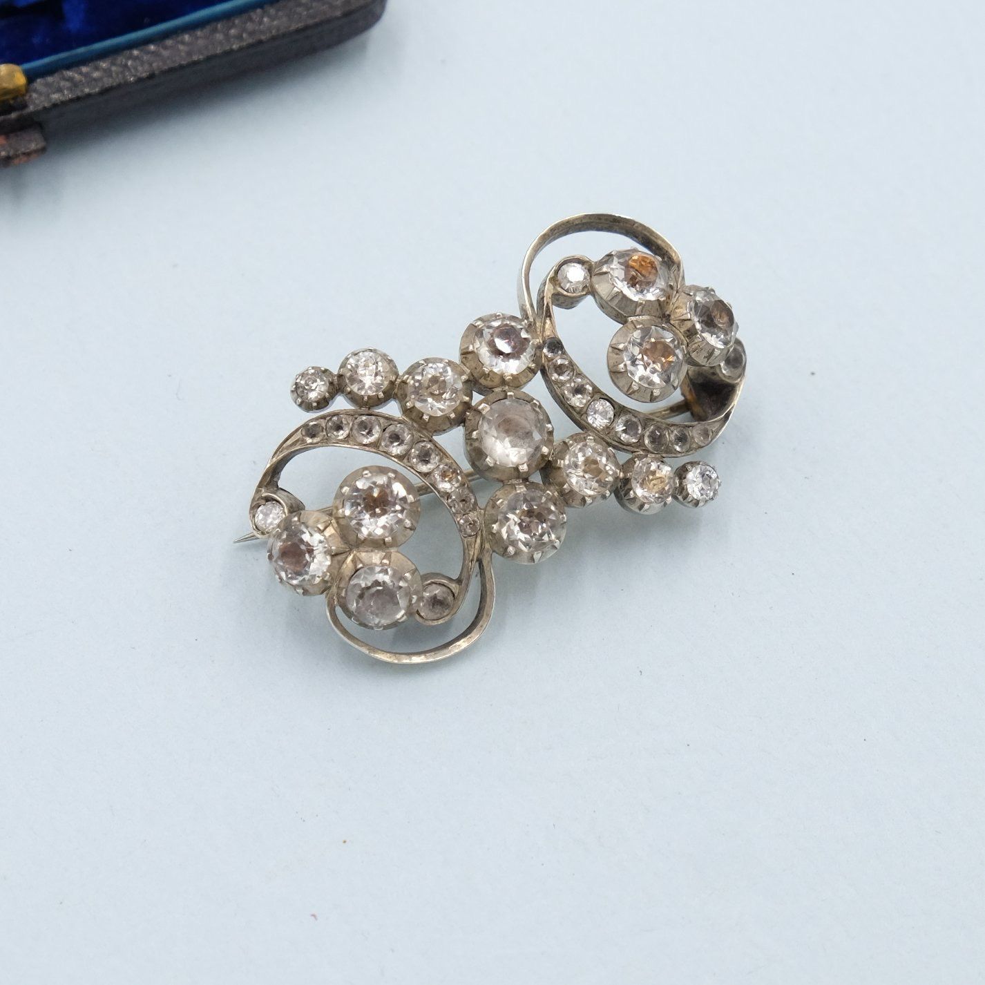 Antique Paste and Silver English Pin 1890s