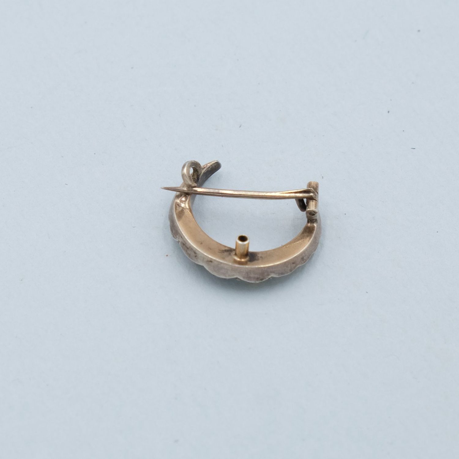 Antique Paste and Silver Crescent Pin 1890s