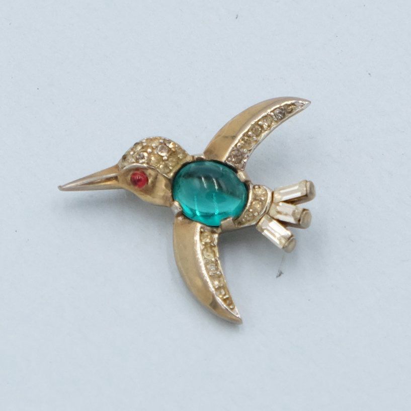 Vintage Trifari Sterling Hummingbird Pin 1940s