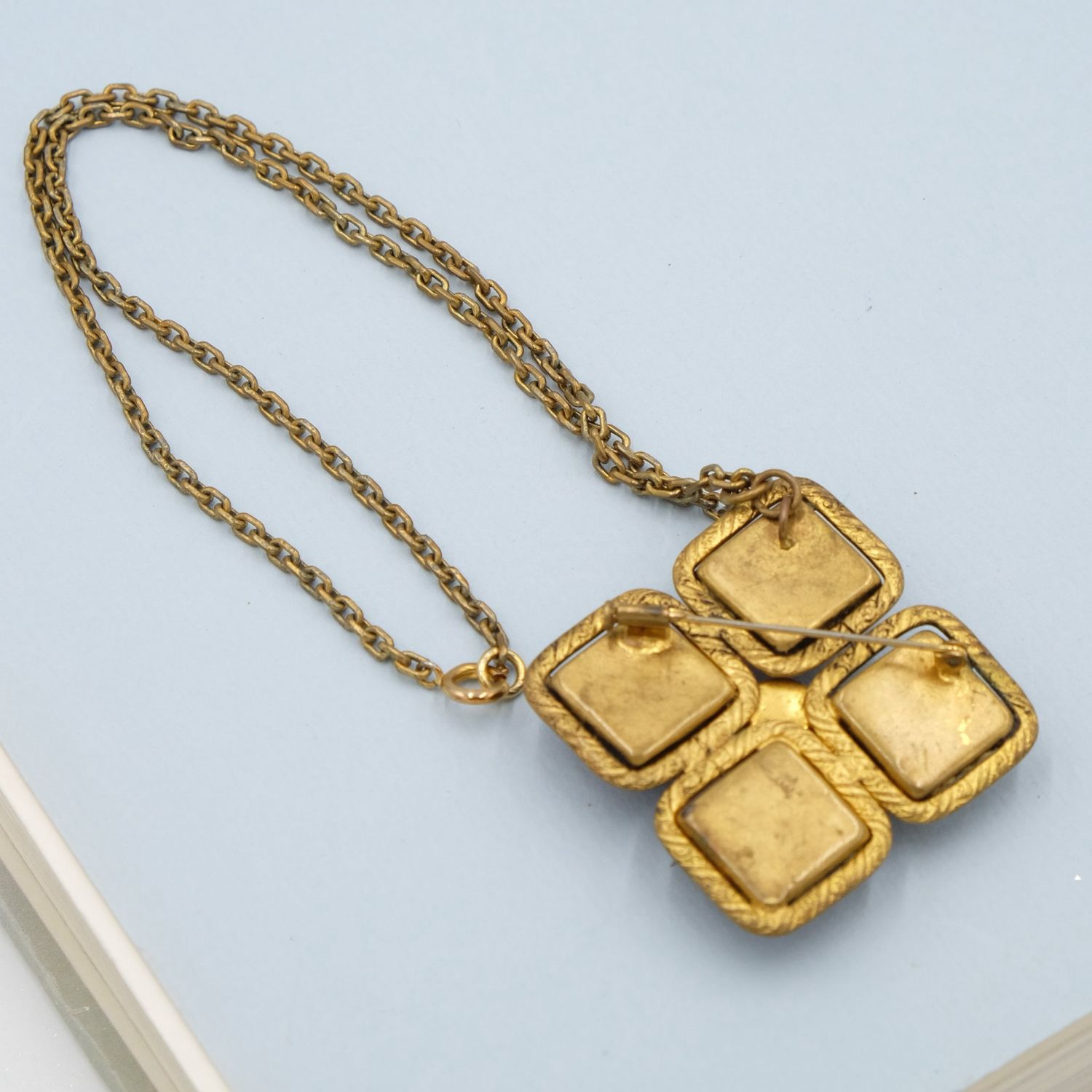 Vintage French Maltese Cross Pin and Pendant 1950s