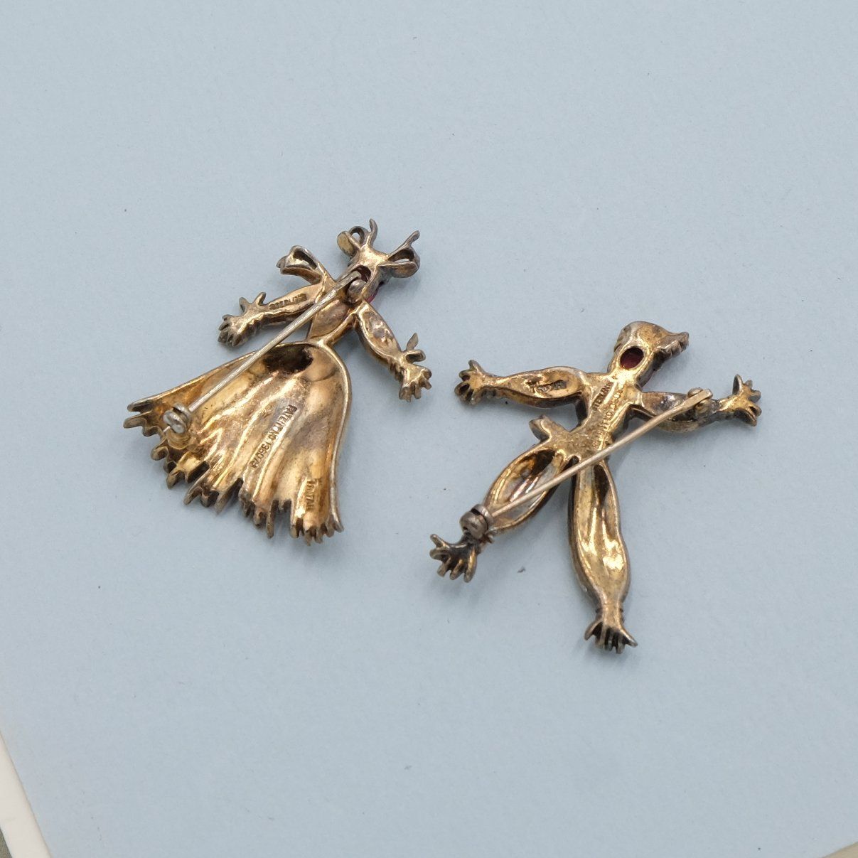 Trifari Sterling &quot;Nenette and Rintintin&quot; 1943 Pair Brooches
