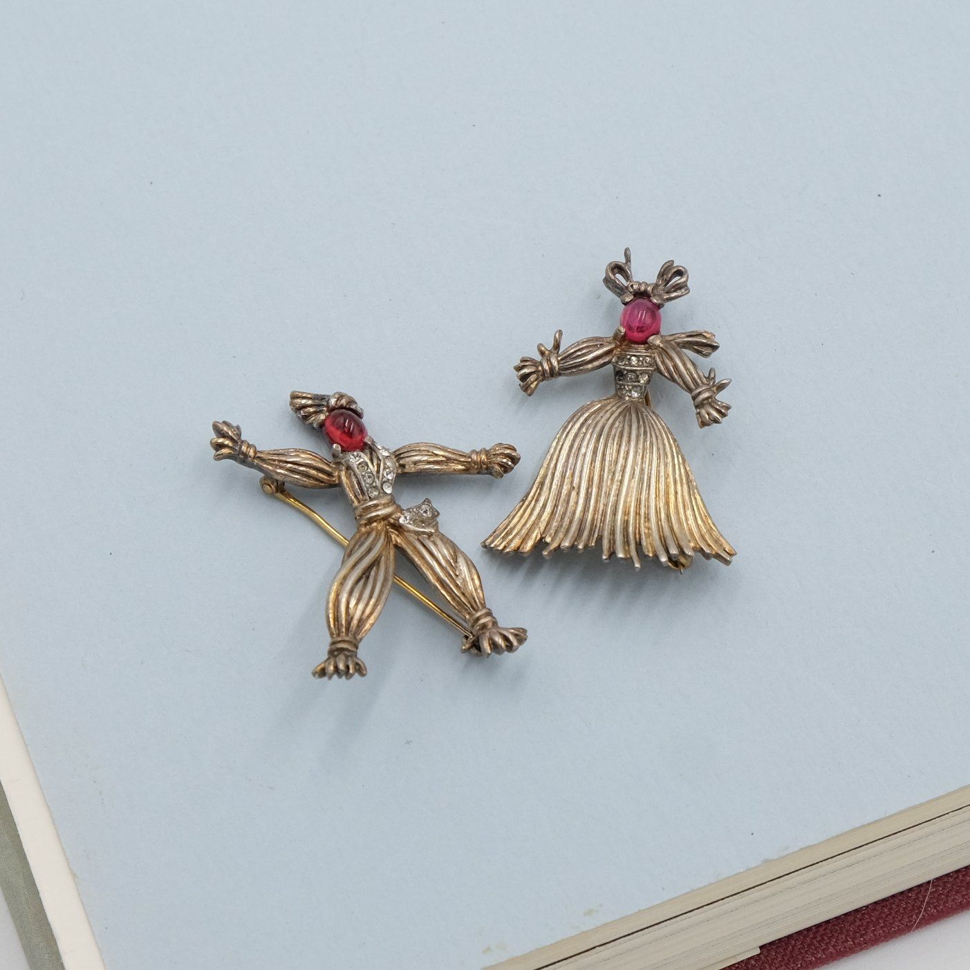 Trifari Sterling &quot;Nenette and Rintintin&quot; 1943 Pair Brooches