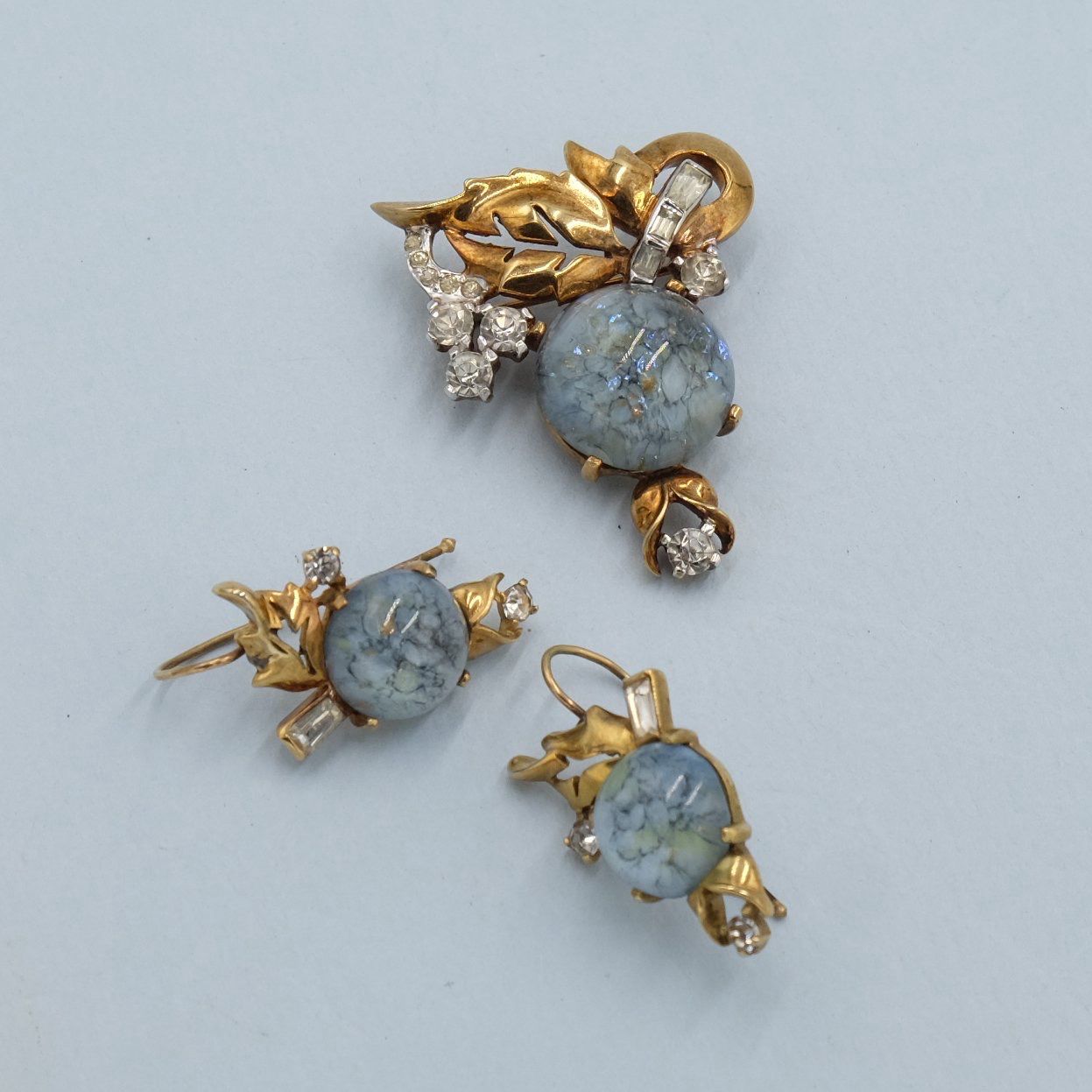 Mazer Brothers Brooch and Earrings 1940s