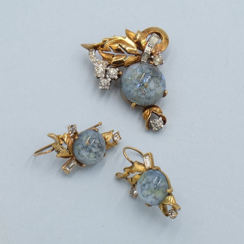 Mazer Brothers Brooch and Earrings 1940s