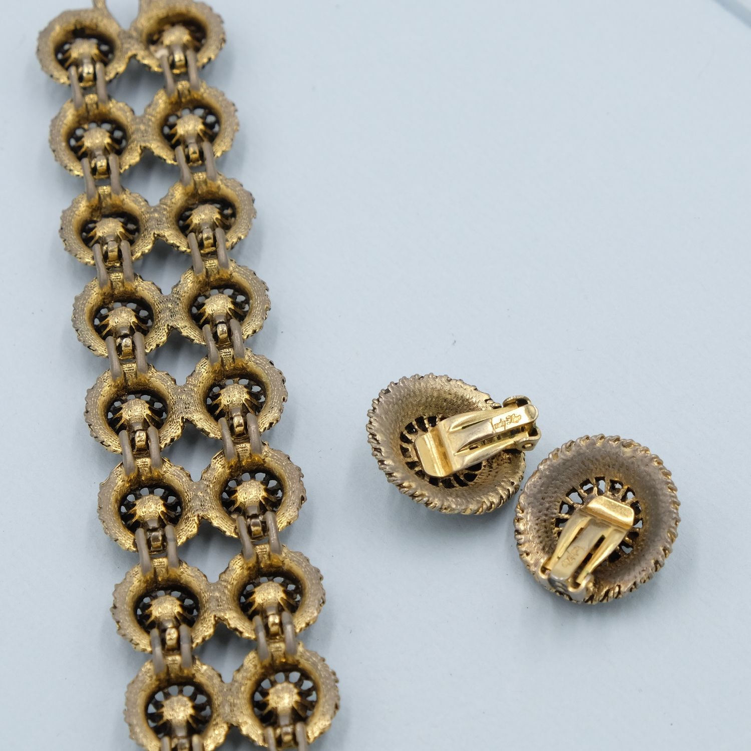 Judy Lee Multicolor Bracelet and Earrings Set 1950s