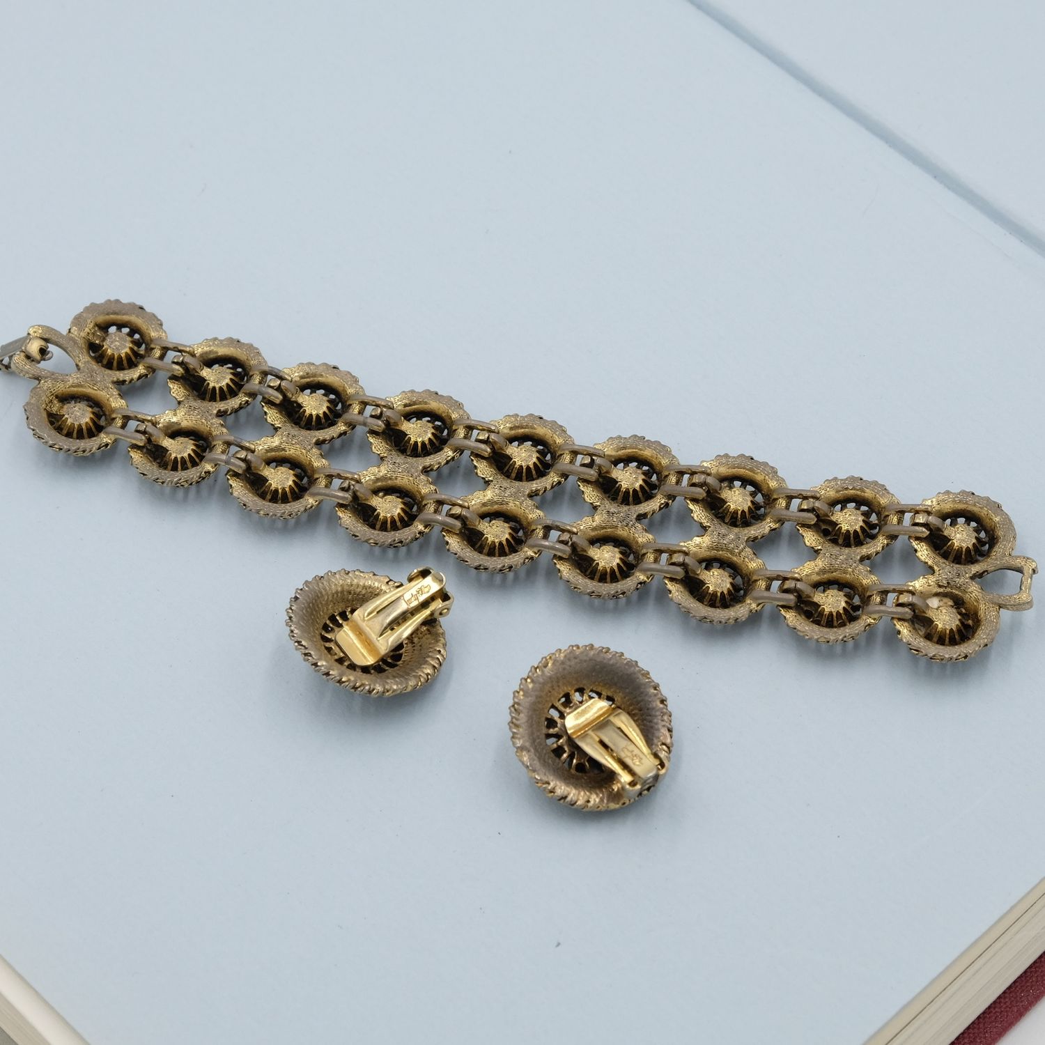 Judy Lee Multicolor Bracelet and Earrings Set 1950s