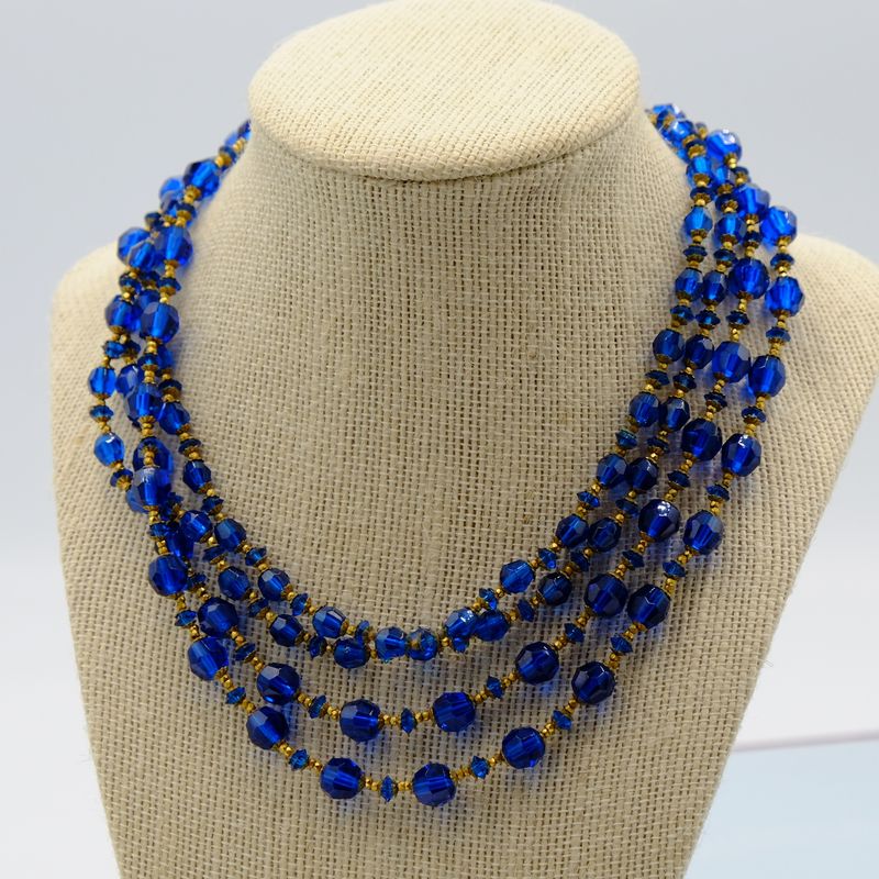 Vintage Miriam Haskell Blue Necklace 1950s