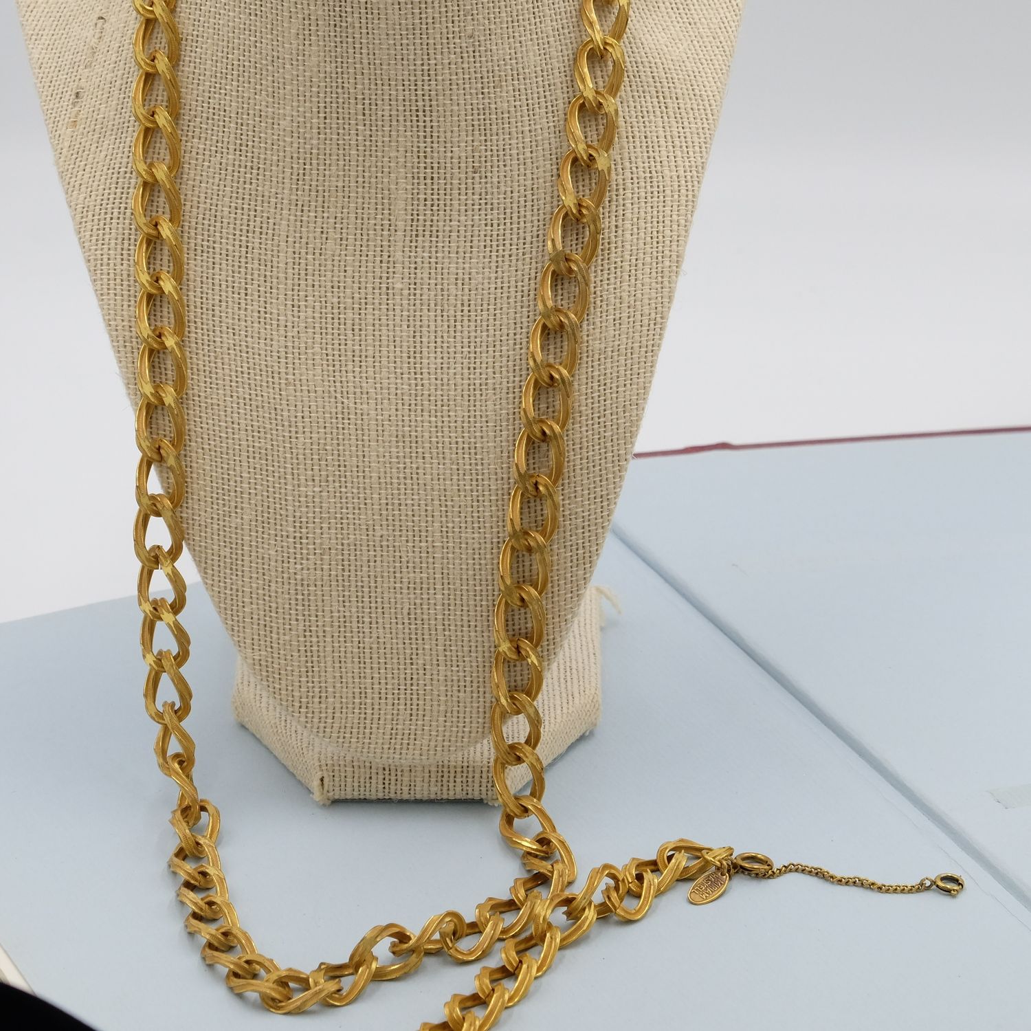 Miriam Haskell Gold chain Set Necklace and Bracelet 1970s