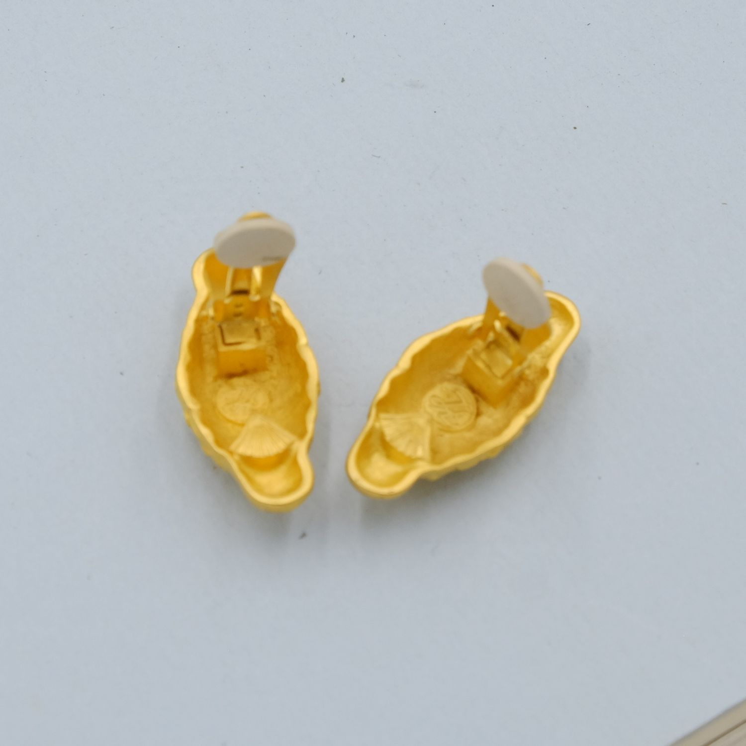 Vintage Karl Lagerfeld Matte Gold Earrings 1990s