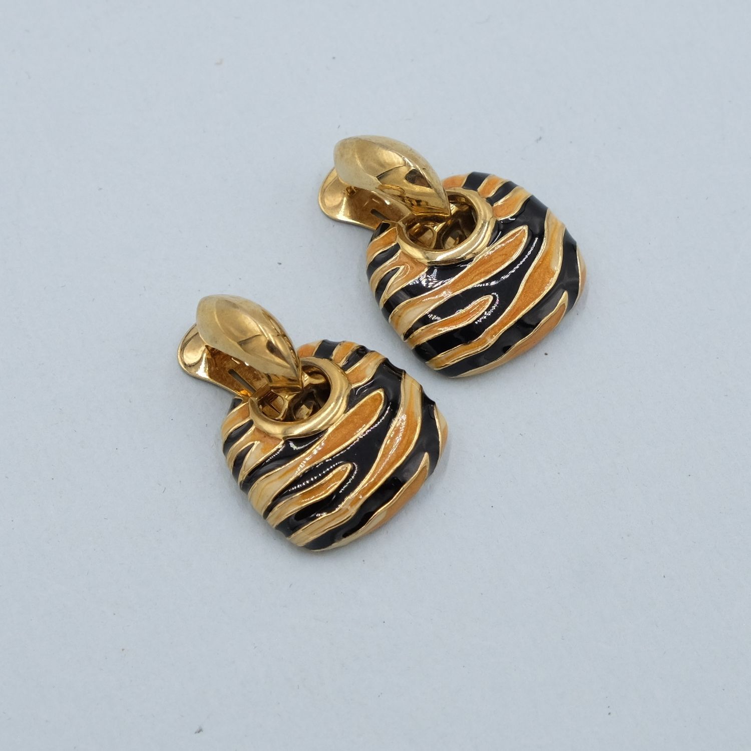 Kenneth Jay Lane Tiger Enamel Earrings 2000s