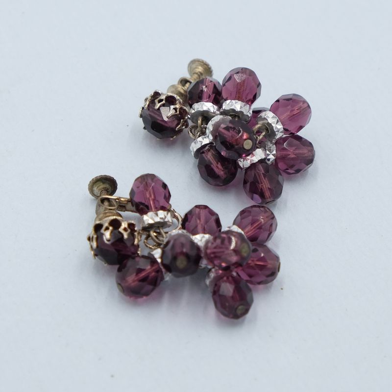Miriam Haskell Purple Dangle Earrings 1960s
