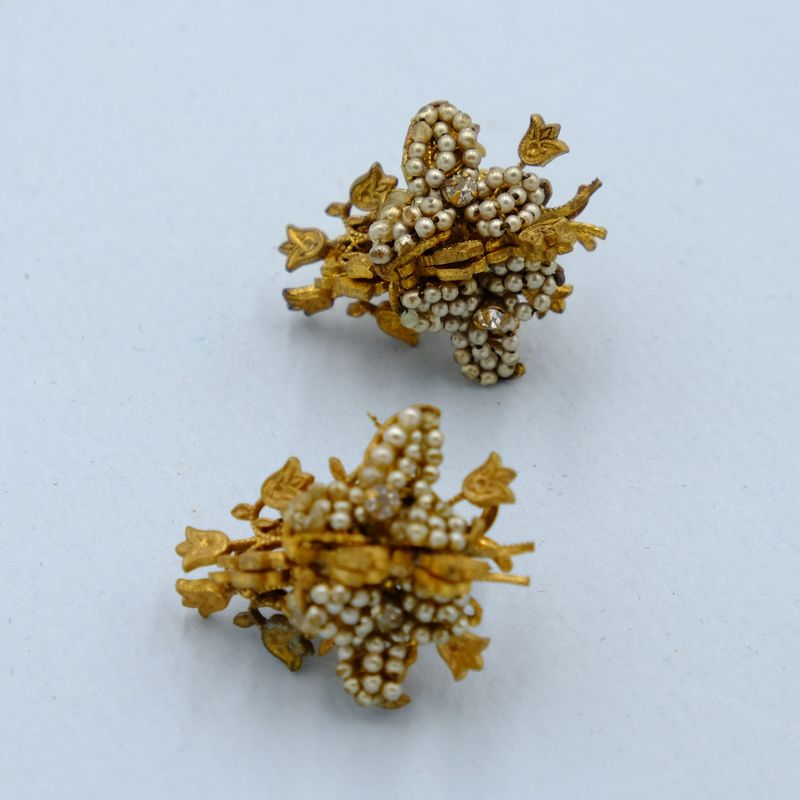 Miriam Haskell Seed Pearl Earrings 1960s