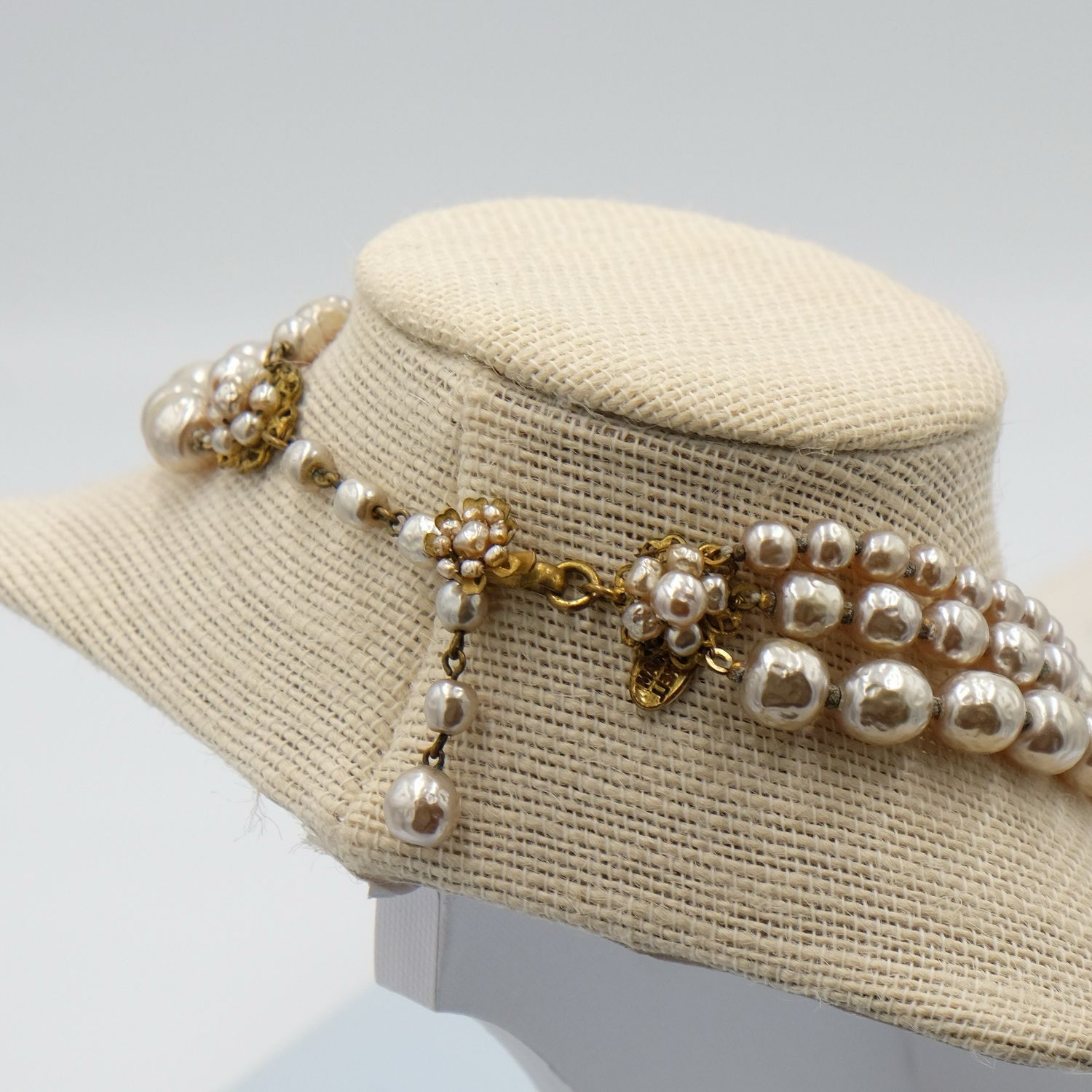 Vintage Miriam Haskell 3 strand Necklace 1950s