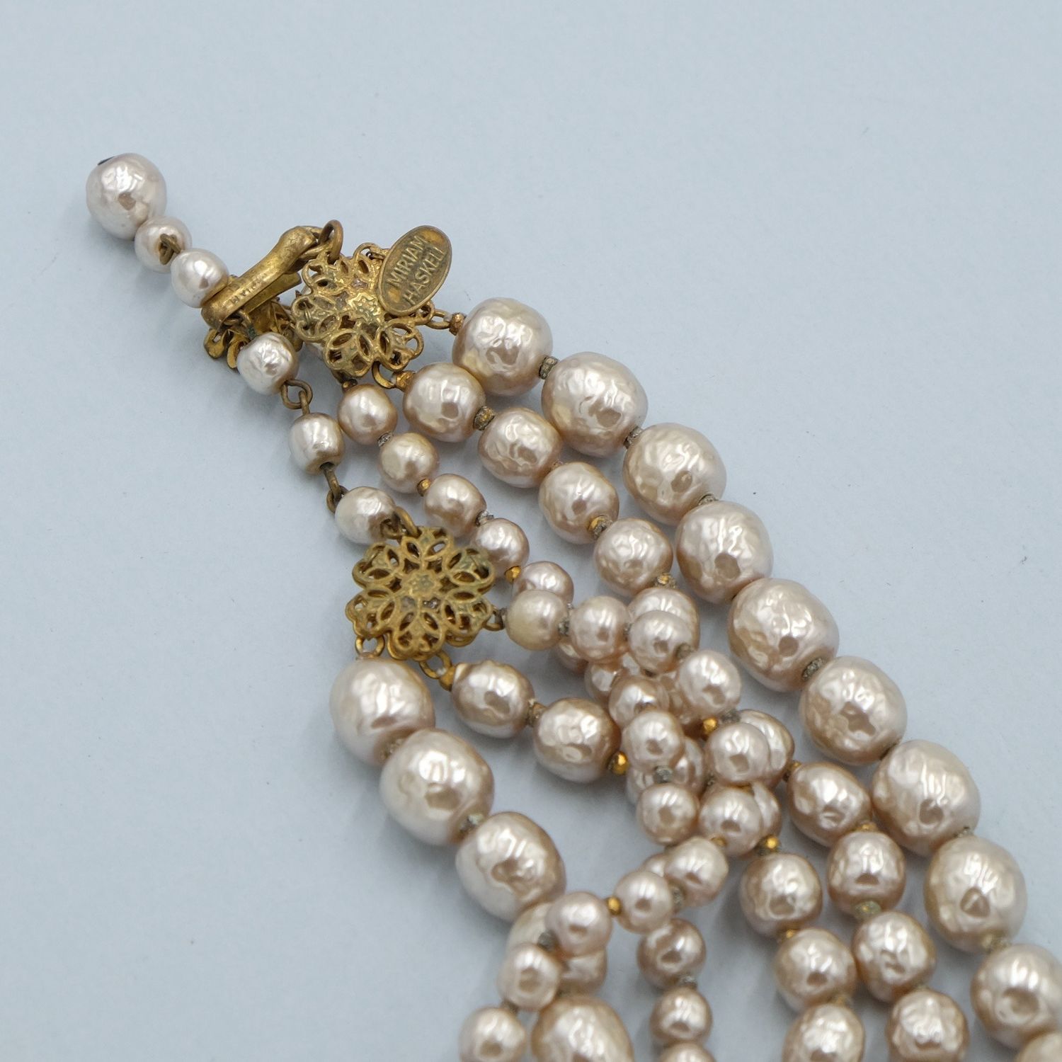 Vintage Miriam Haskell 3 strand Necklace 1950s