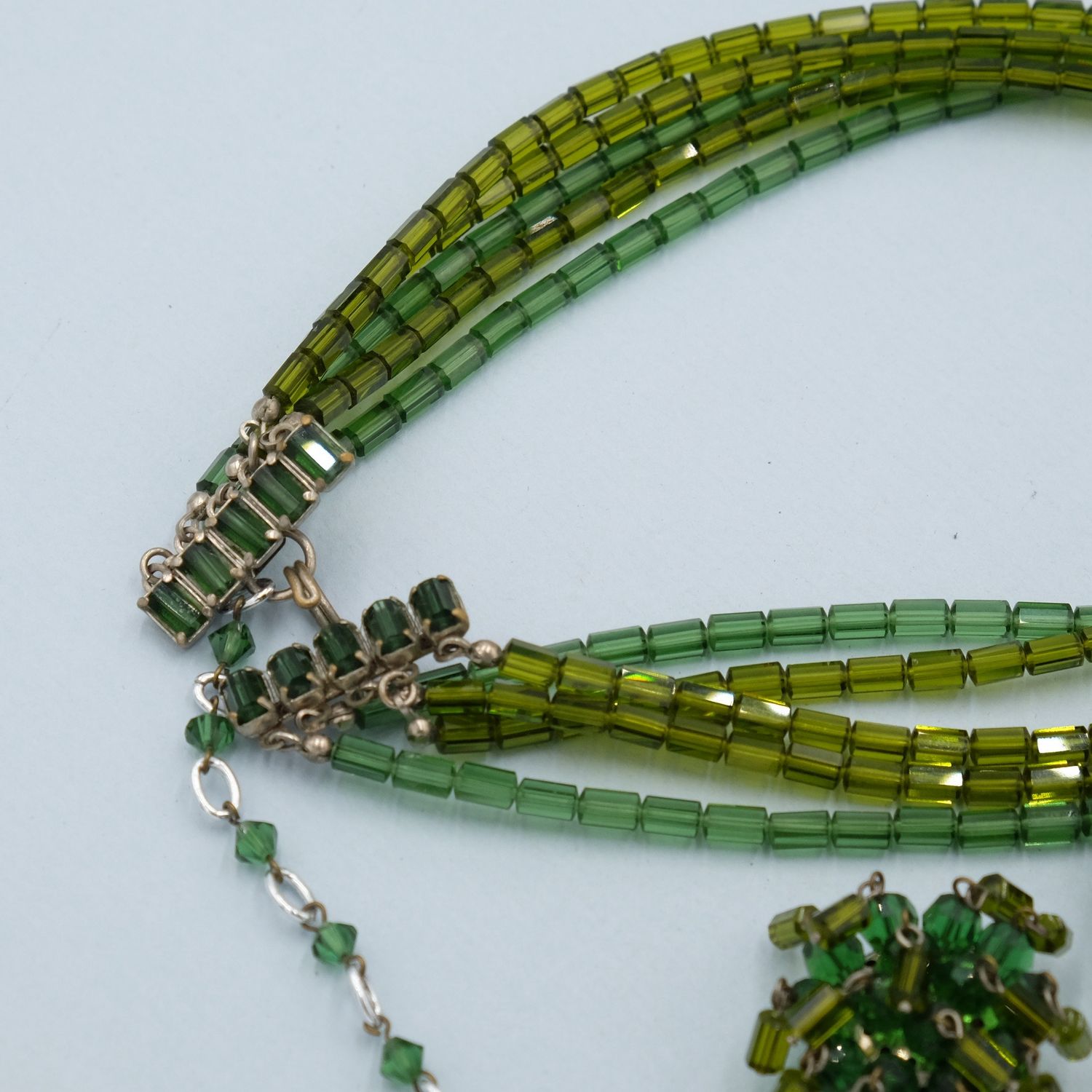 Vintage Made in Austria Green Necklace and Earrings set 1950s