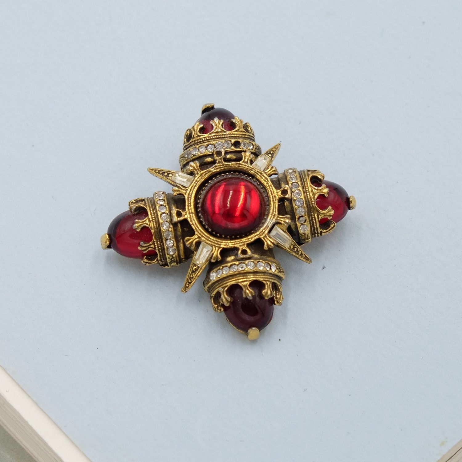 Vintage Benedikt N.Y. Maltese Cross Red Pin 1960s