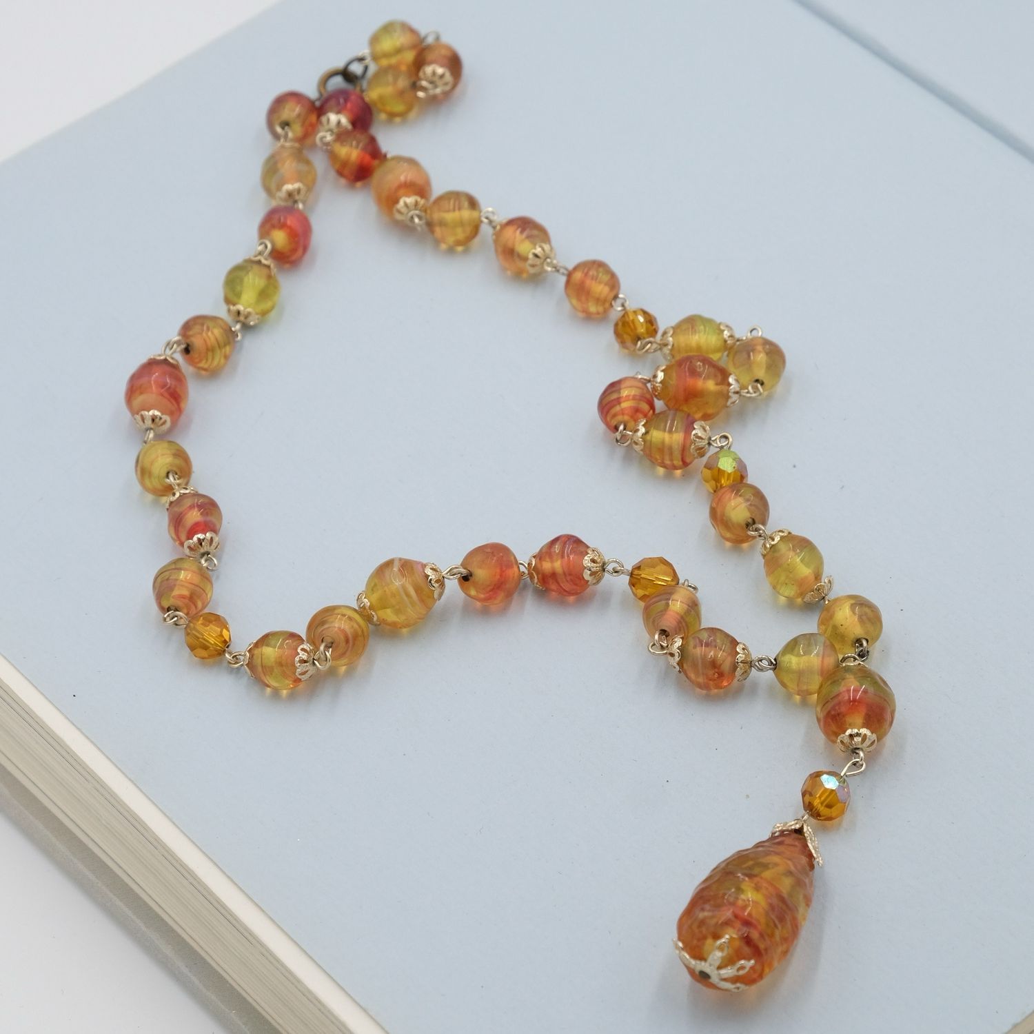 Vintage Czech Glass Drop Necklace 1920s