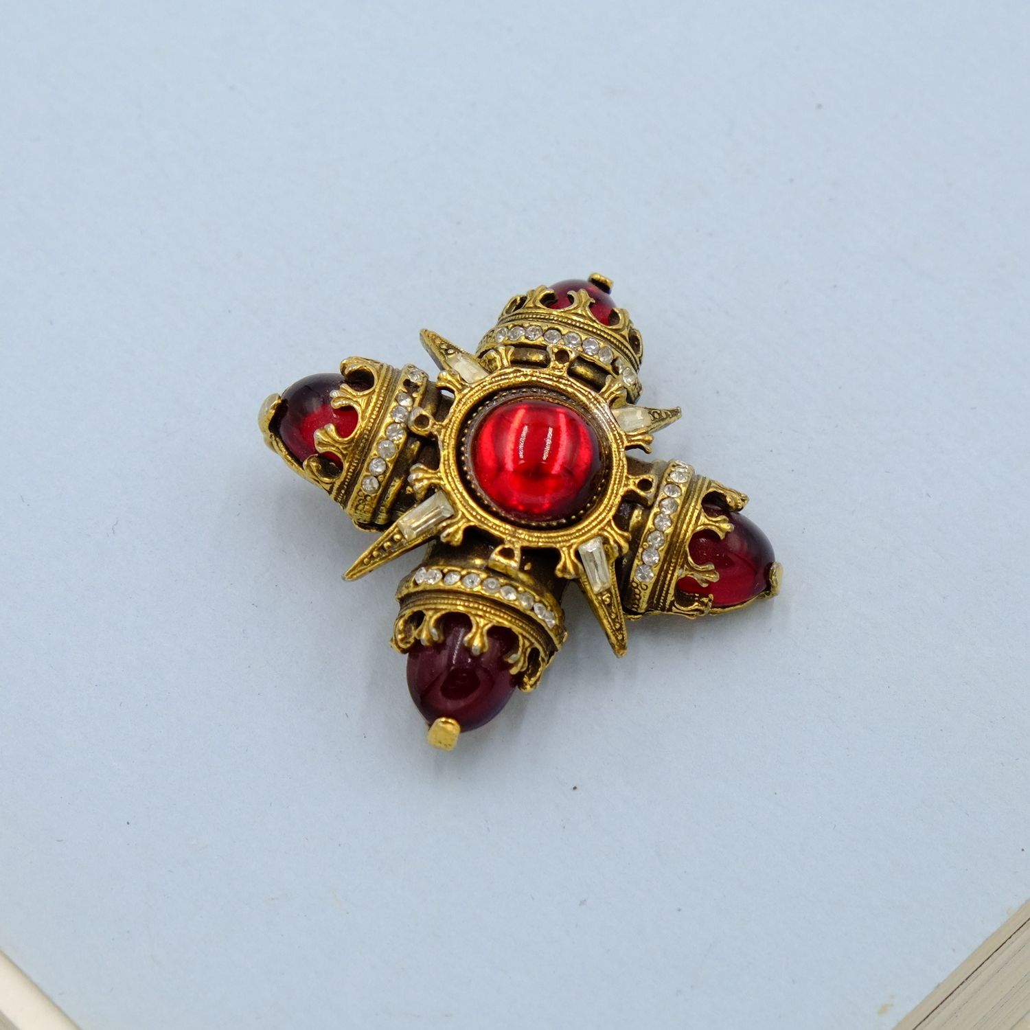 Vintage Benedikt N.Y. Maltese Cross Red Pin 1960s