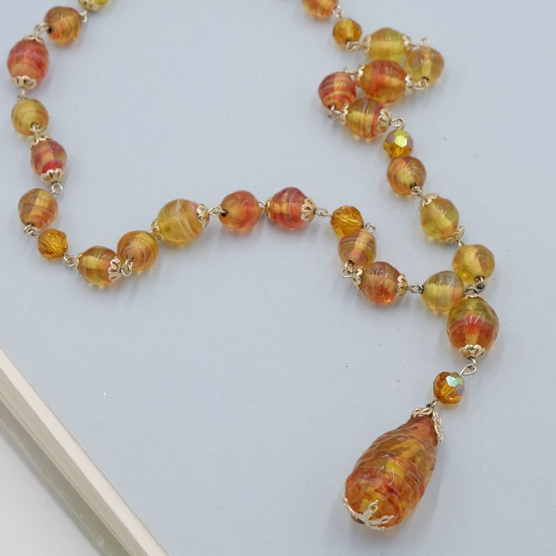 Vintage Czech Glass Drop Necklace 1920s