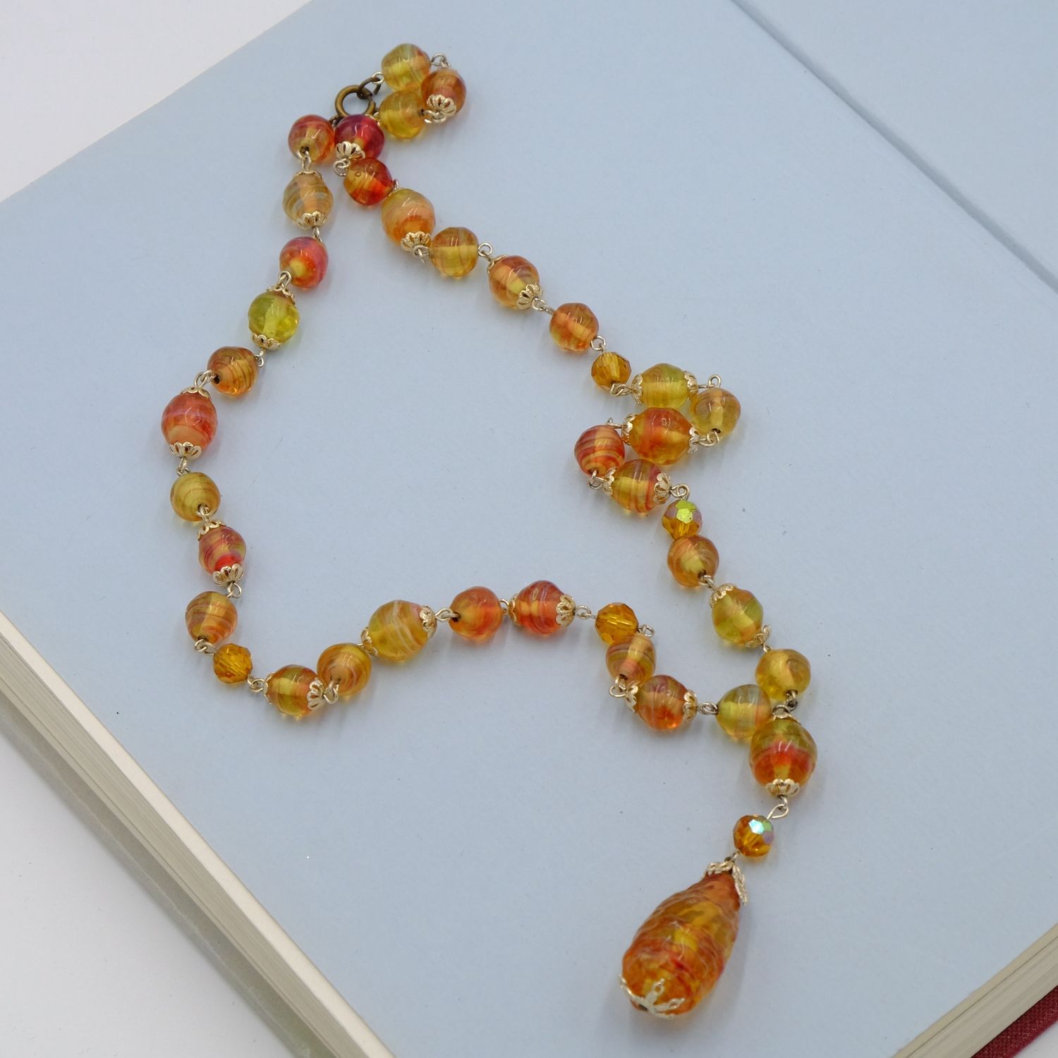 Vintage Czech Glass Drop Necklace 1920s