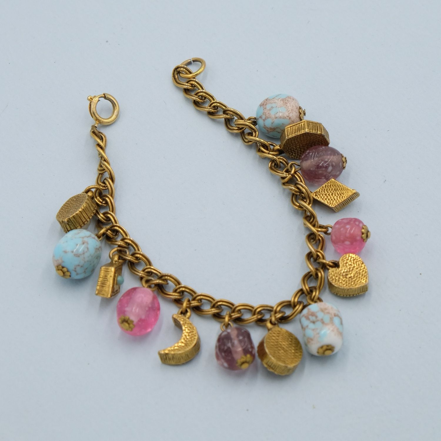 Vintage Charms Glass Drops Bracelet 1960s